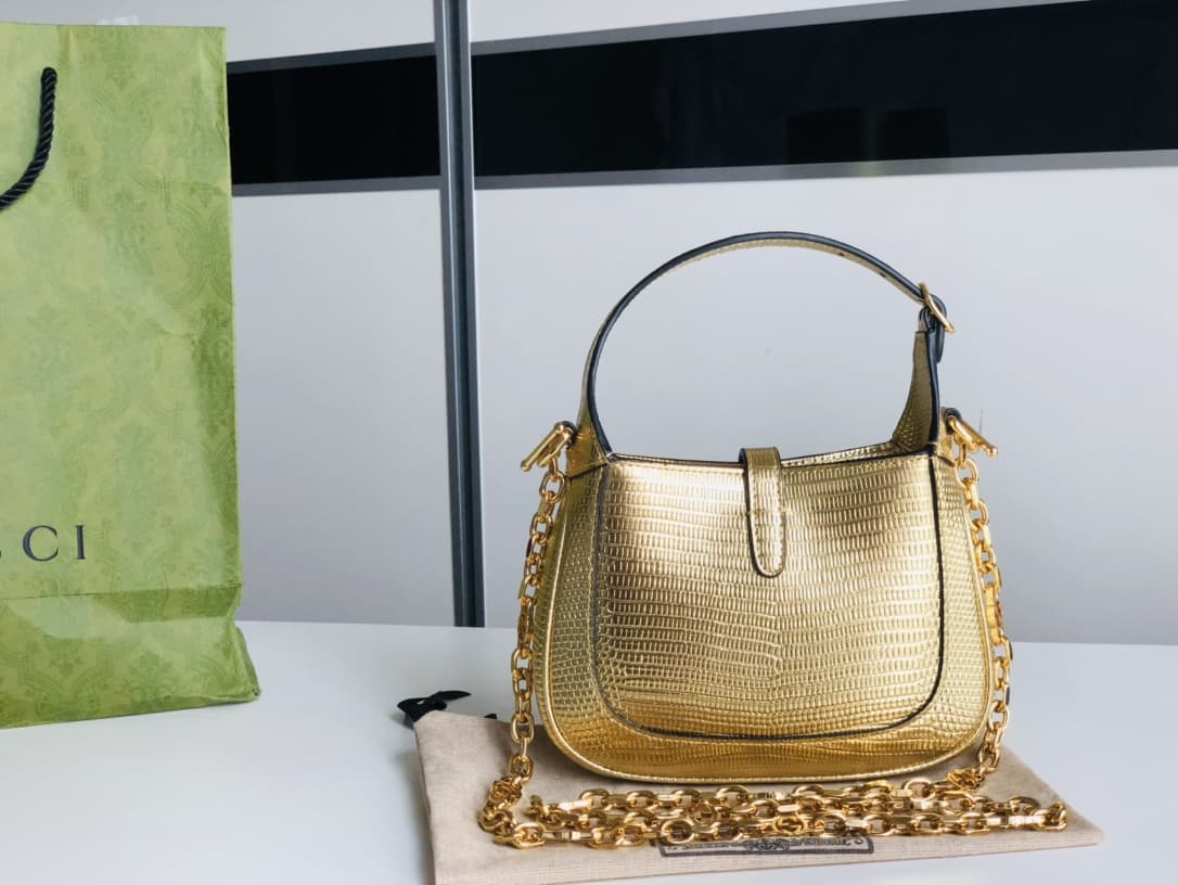 Jackie 1961 mini shoulder bag 675799 Lizard Gold High