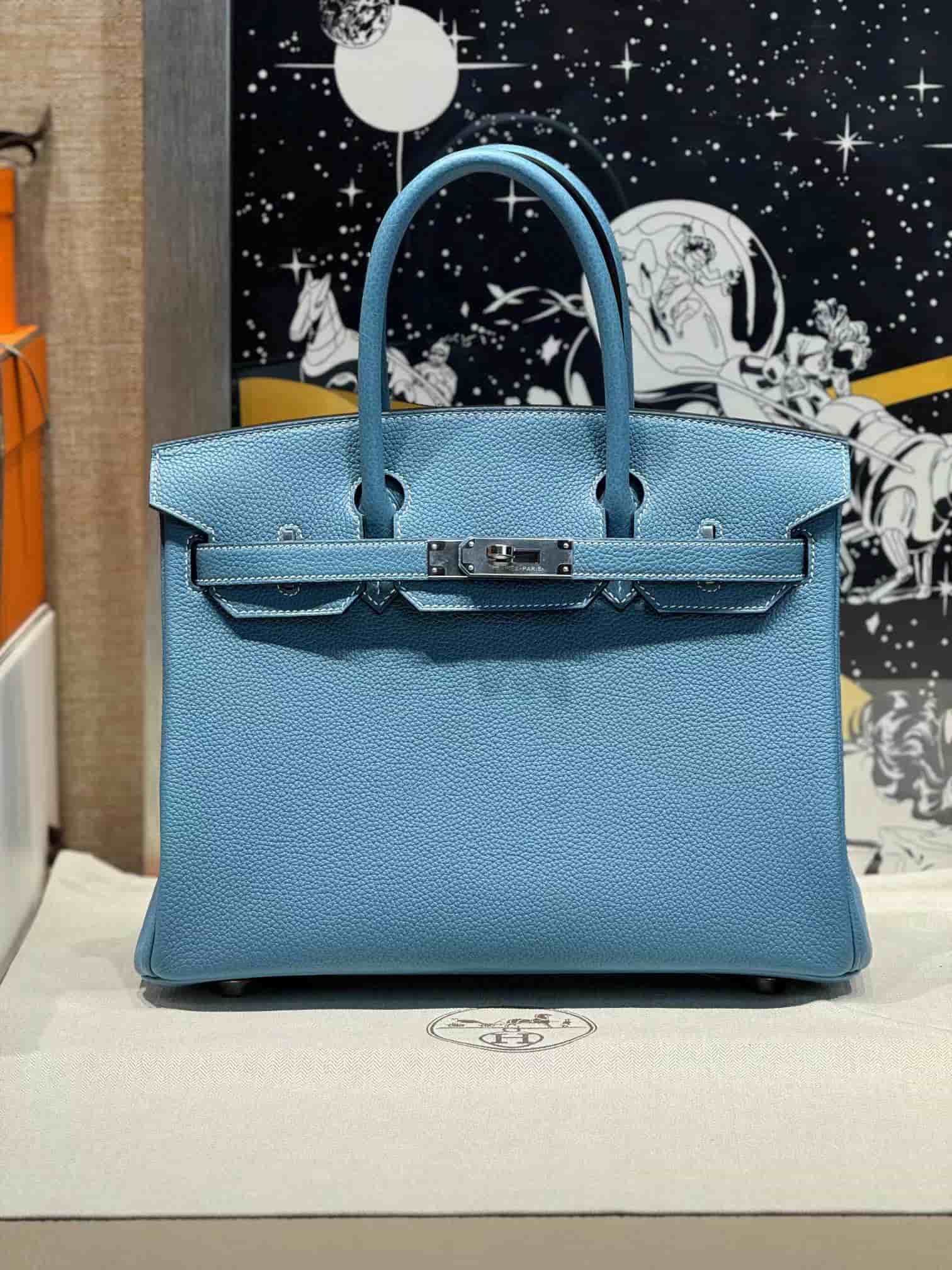 Hermes Birkin 25/30/35cm Bag Togo Leather In Denim Fonce WAX High