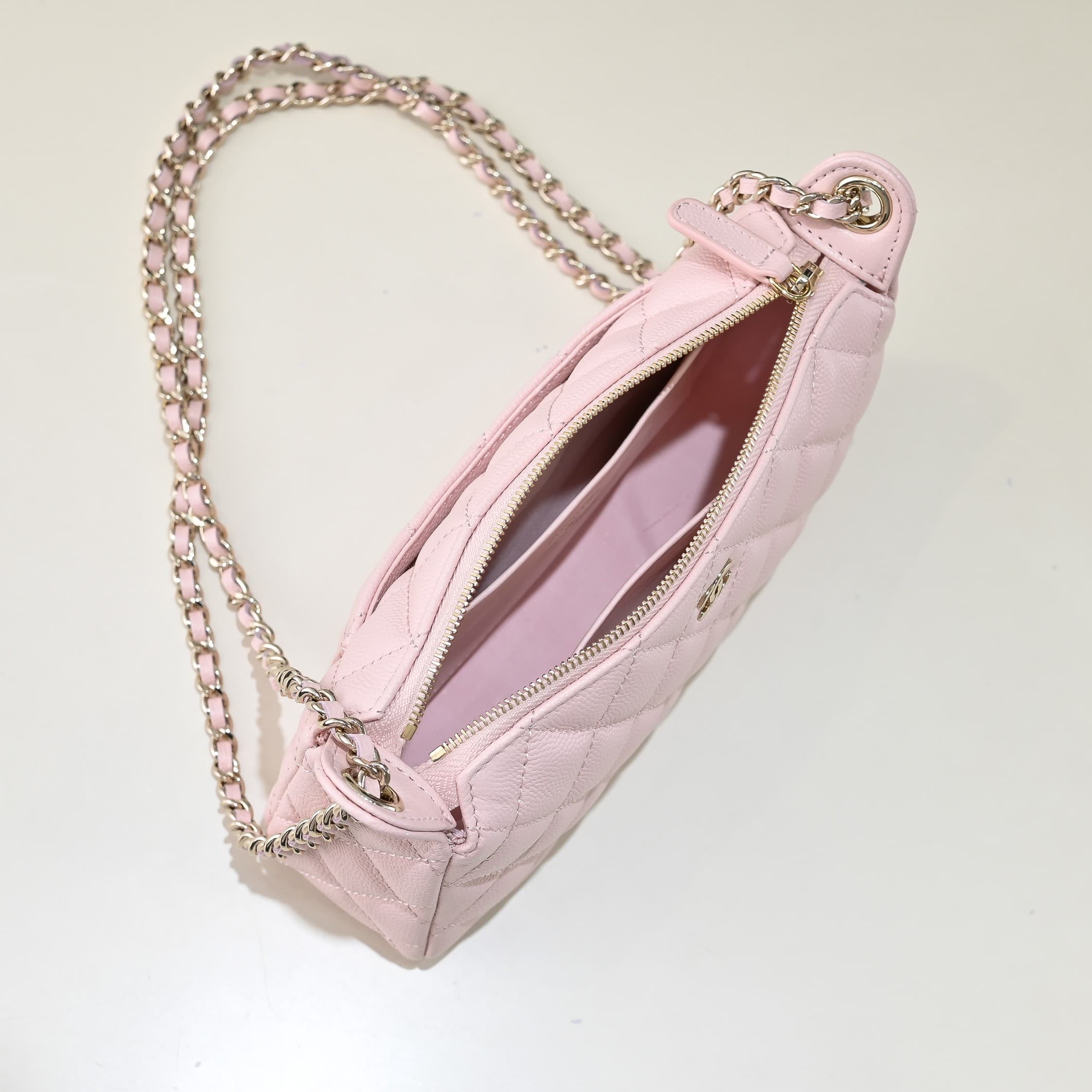 Chanel Chain Wallet Grained Shiny Calfskin & Gold-Tone Metal AS4704 Pink A