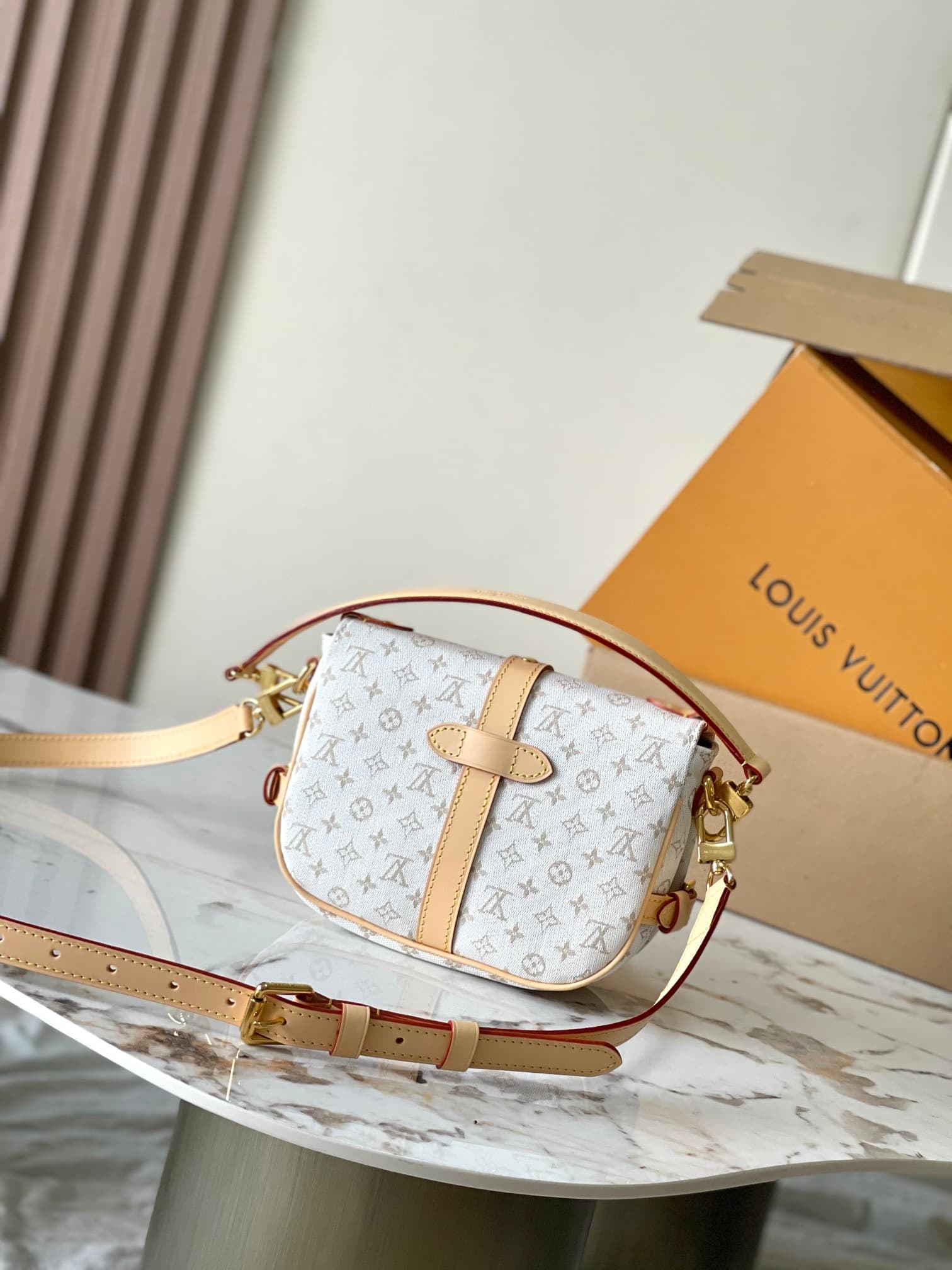 Louis Vuitton Saumur BB Mastic Cream Polyamide M12327 TOP