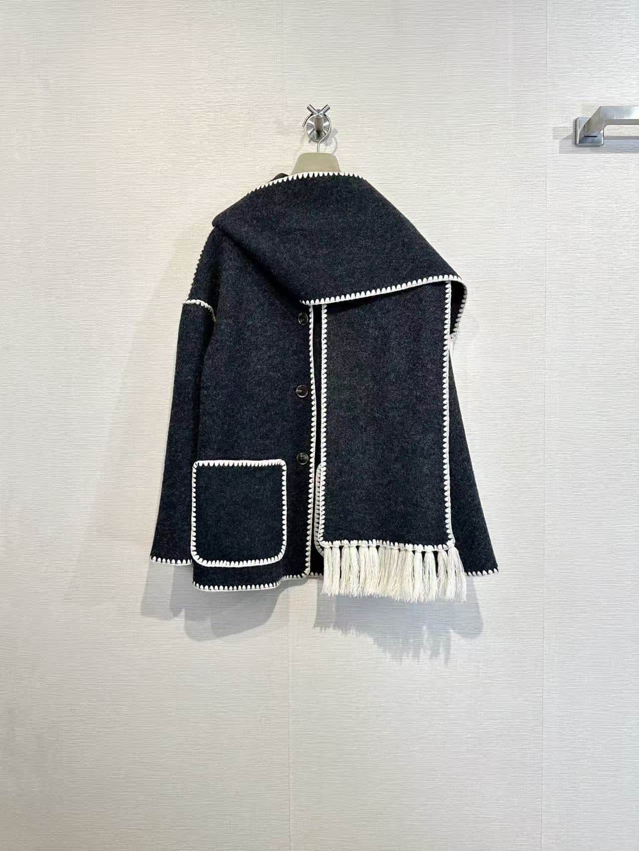 Toteme Embroidered wool scarf jacket