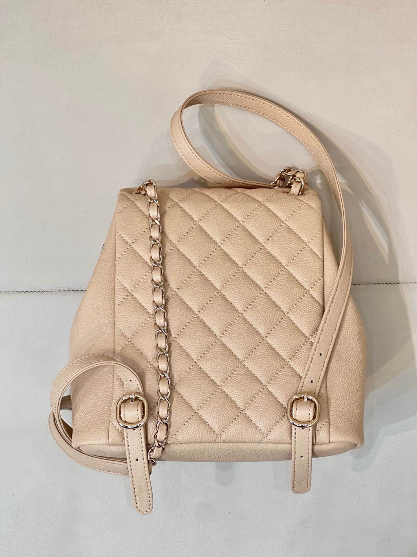 Chanel BACKPACK AS3860 Grained Shiny Calfskin & Gold-Tone Metal Beige TOP