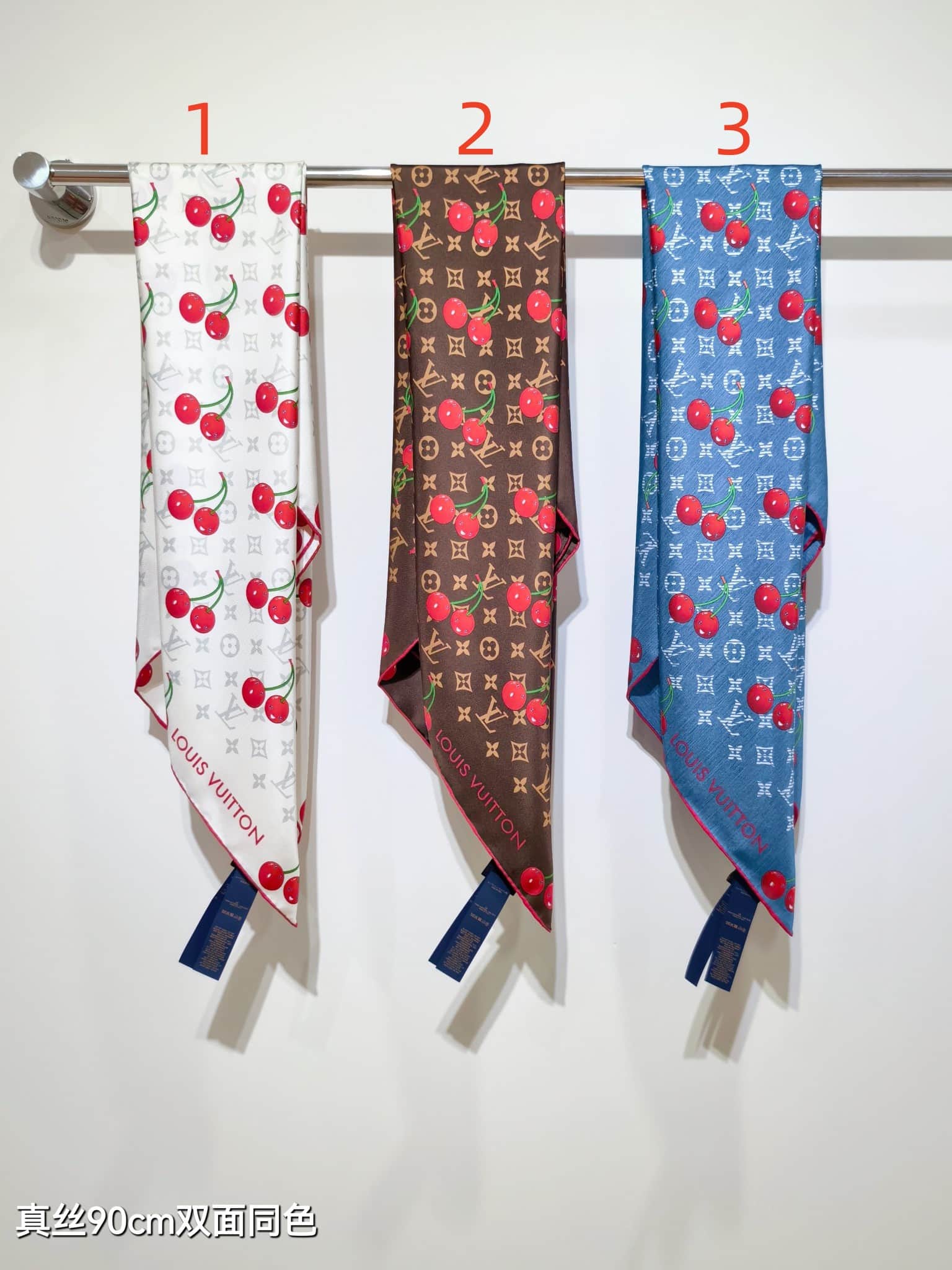 Louis Vuitton x Takashi Murakami Denim Cerise Square 90 Scarf