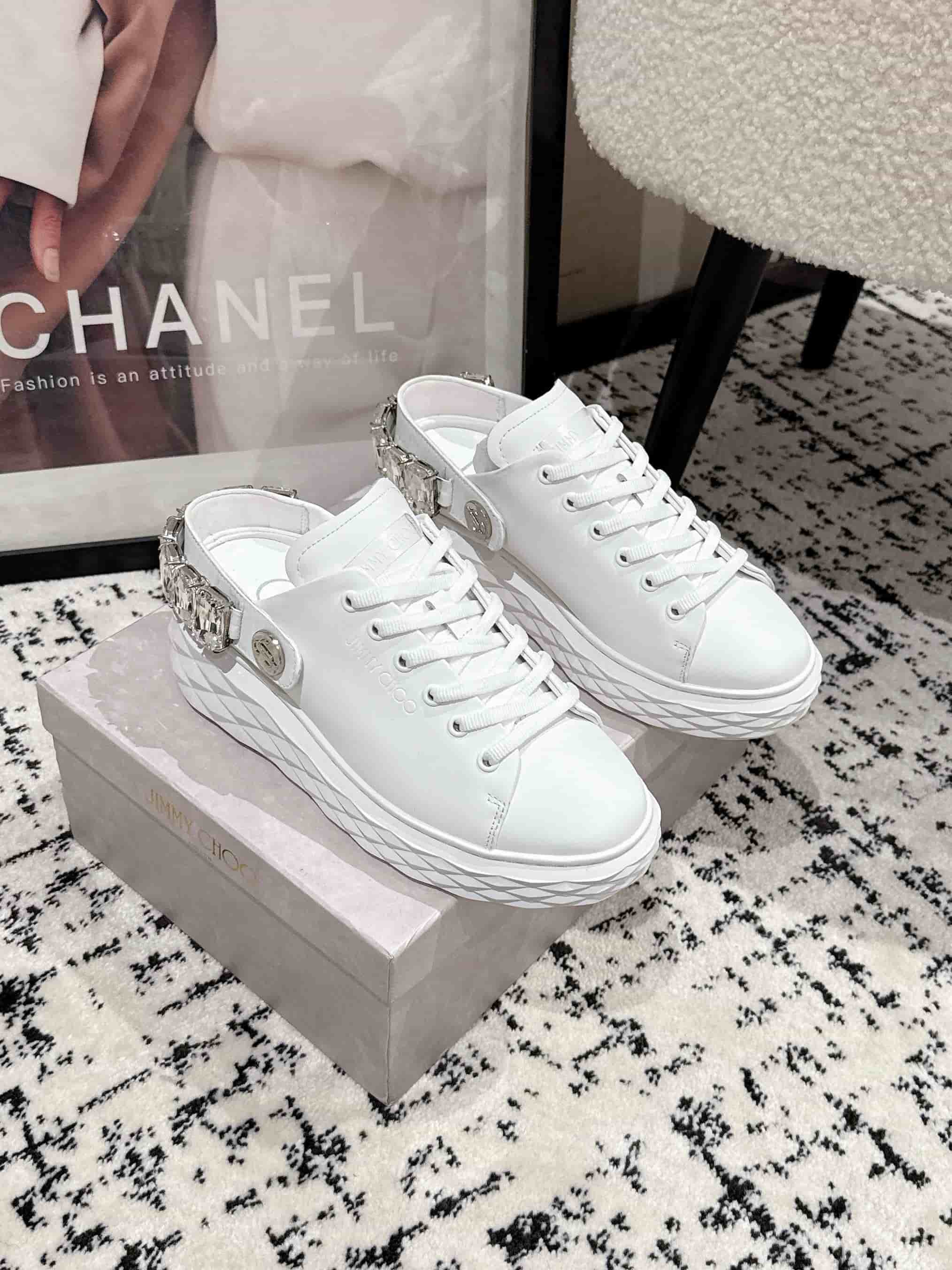 Jimmy Choo Diamond Maxi Crystal Nappa Leather Trainer shoes Women