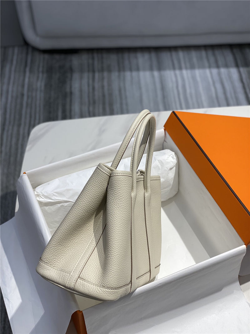 Hermes Garden Party 30/36 Bag Calfskin In Craie High