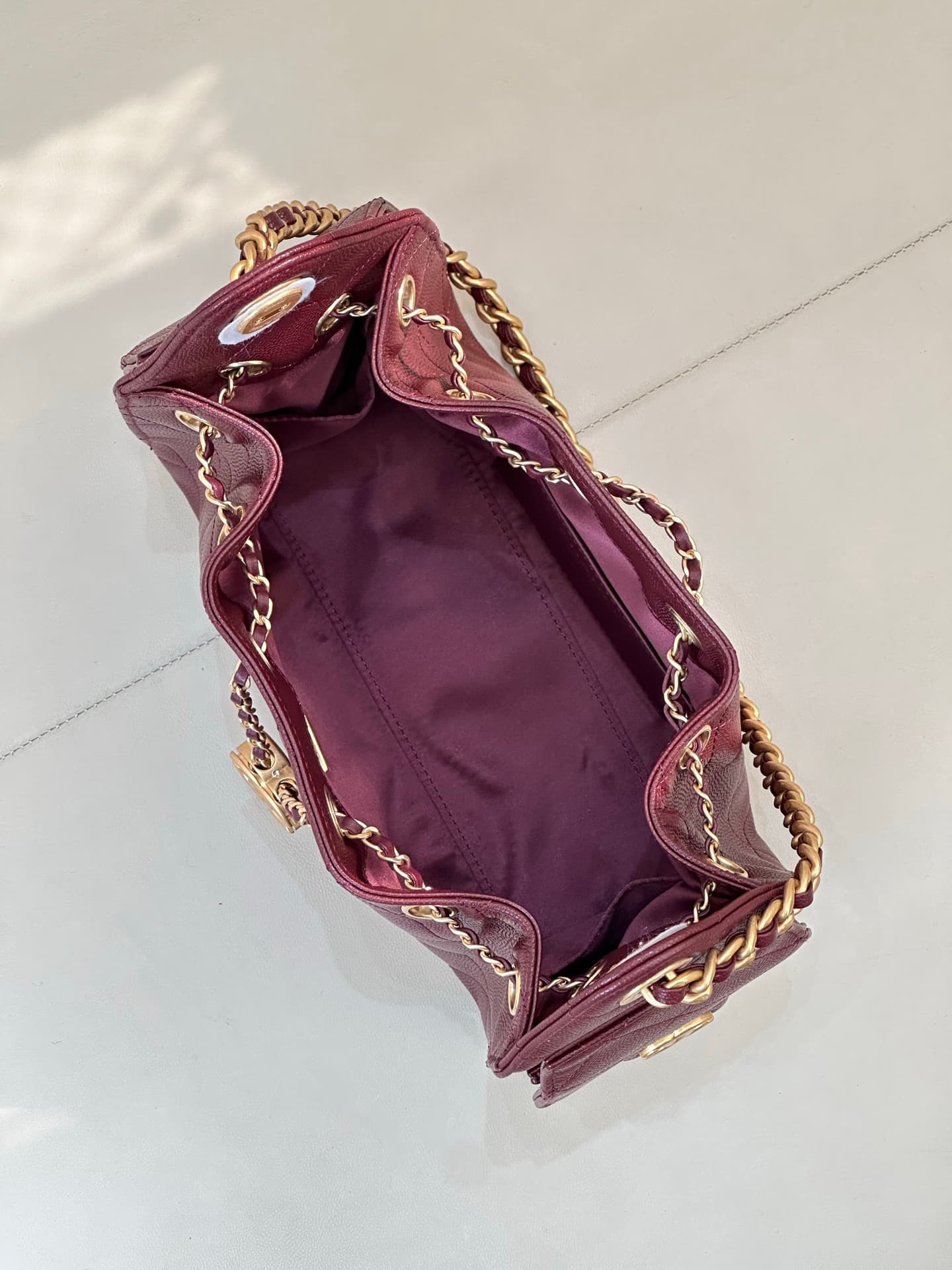 CHANEL 25 Mini Handbag AS5631 Grained Calfskin & Gold-tone Metal Burgundy TOP