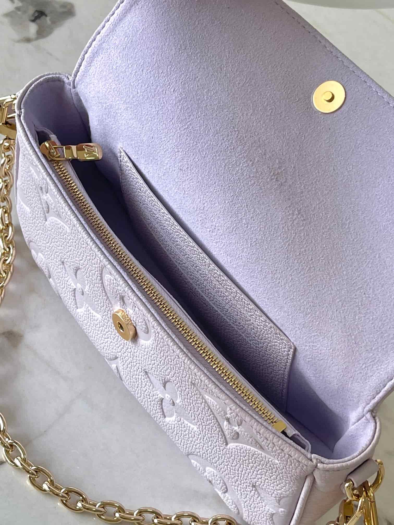 Louis Vuitton Wallet On Chain Ivy Embossed grained cowhide leather M25714 Misty TOP