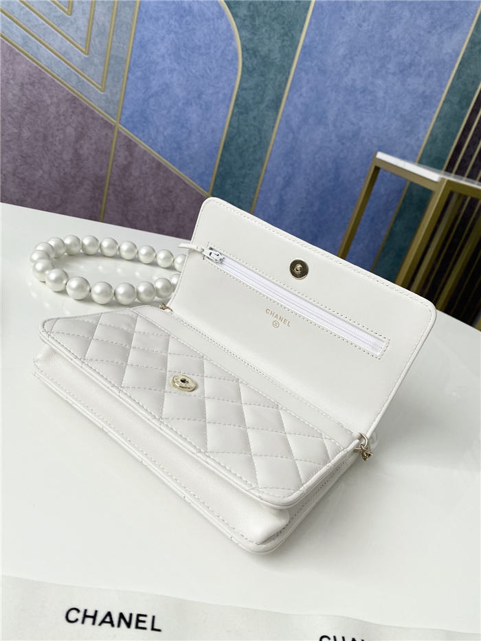 Chanel Wallet on Chain Imitation Pearls White A
