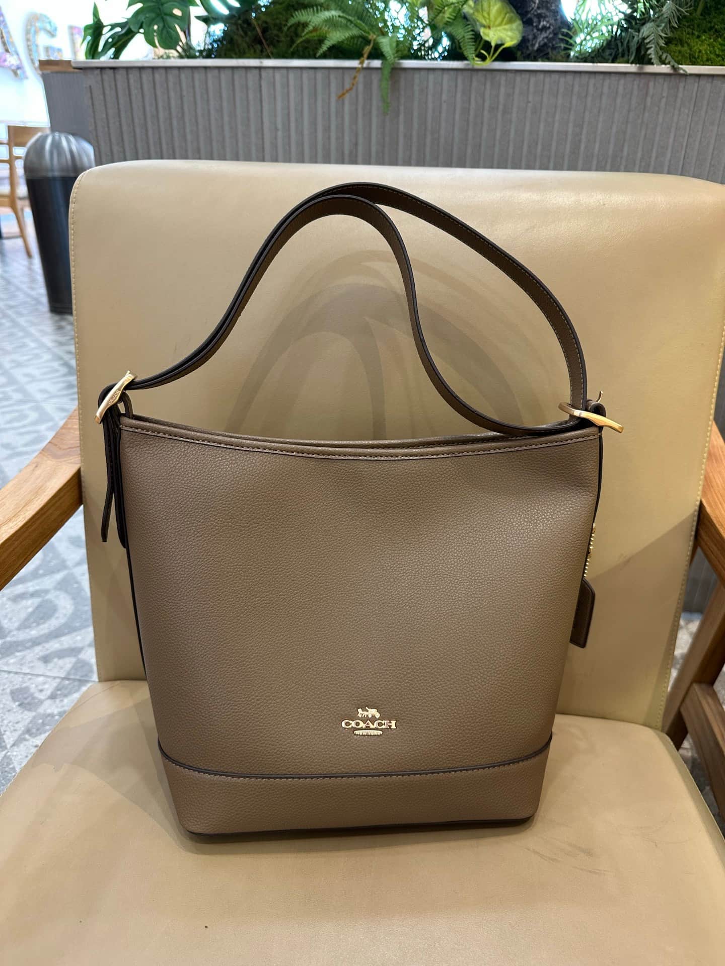 Coach Jude Duffle Bag in Grained Calfskin with Dark Stone Leather High