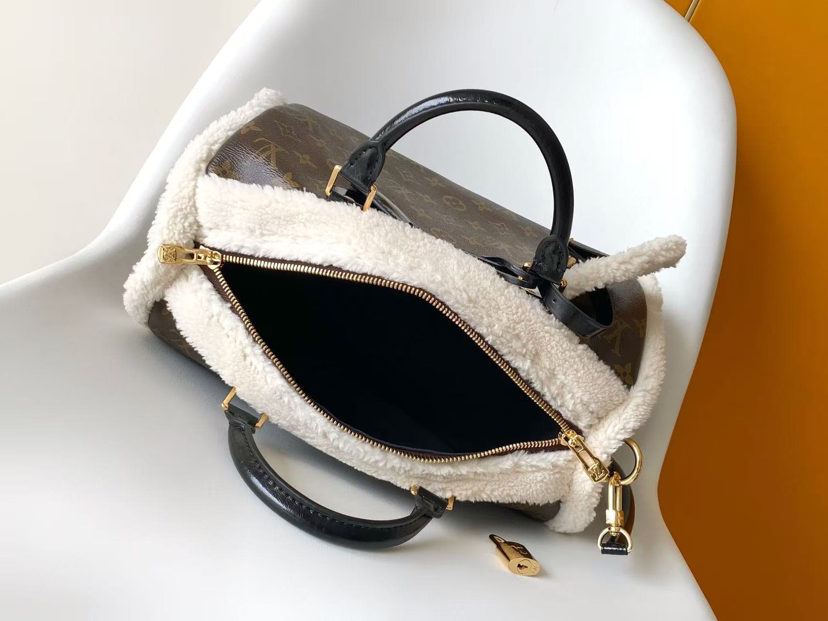 Louis Vuitton Speedy Soft 30 Teddy Monogram Shearling Coated canvas M26326 High