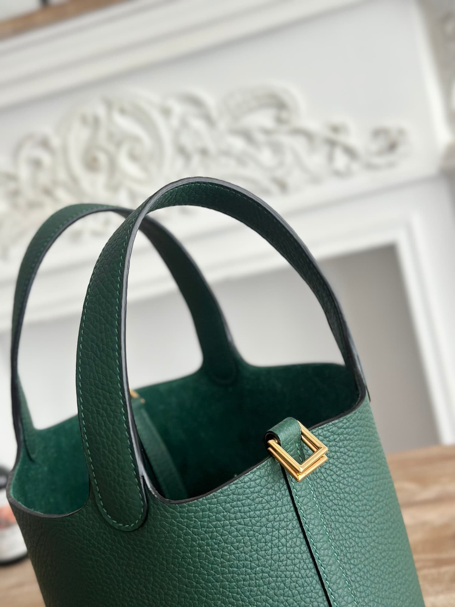 Hermès Picotin Lock 18 Bucket Bag TC Leather Silver/Gold Metal Malachite Wax High