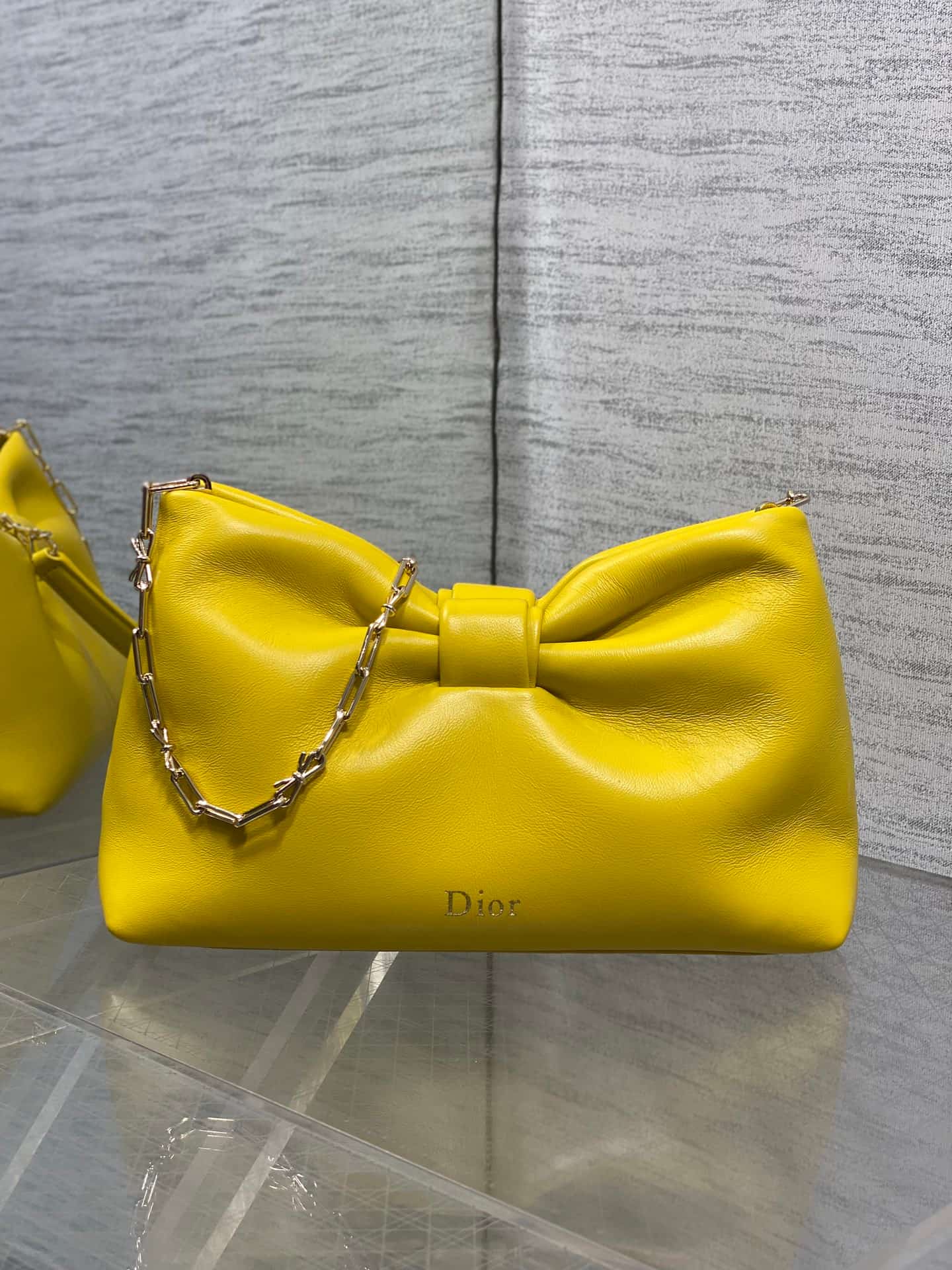 Small Dior Bow Bag Buttercup Leather High