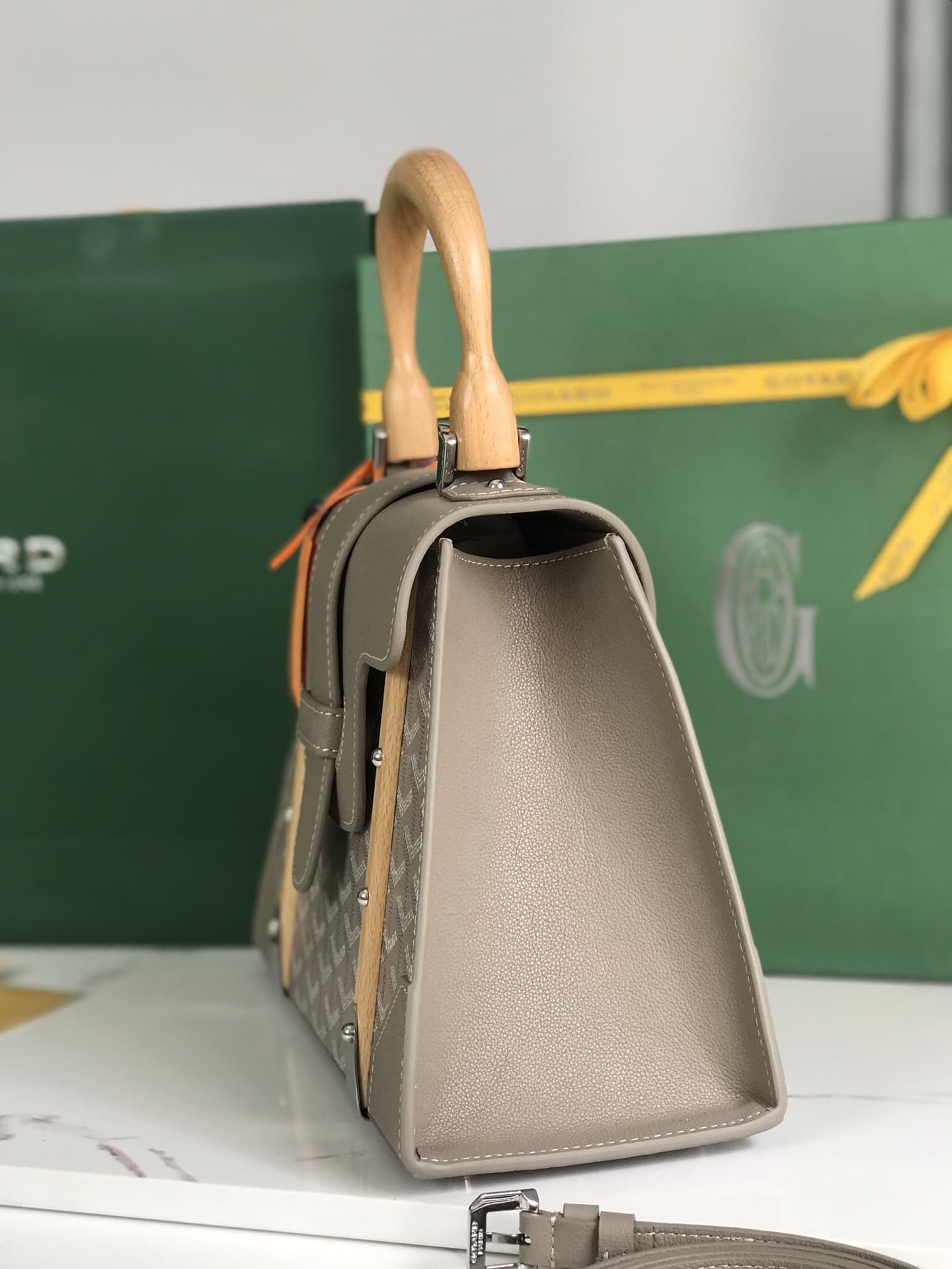 Saïgon PM Bag Goyardine Canvas & Clamecy Cowhide Grey High