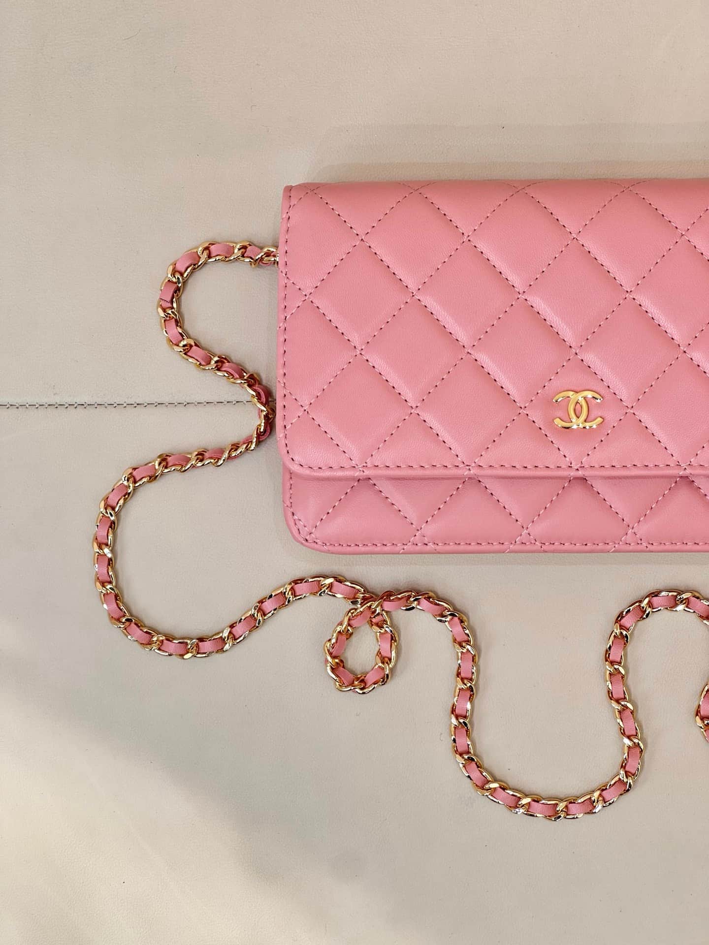 Chanel Wallet on Chain Lambskin& Gold-tone Metal AP0250 Pink TOP