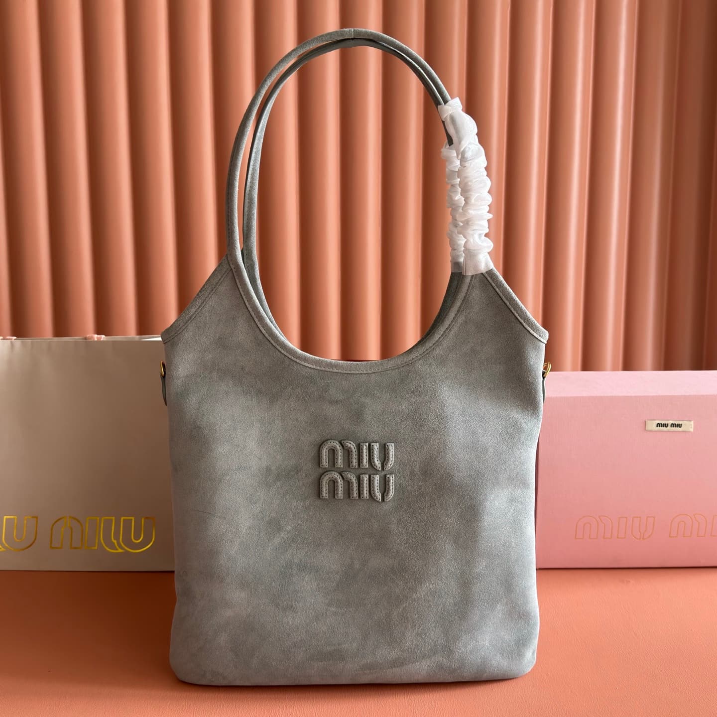 Miu Miu Ivy Powder Blue Suede Bag 5BG231 TOP