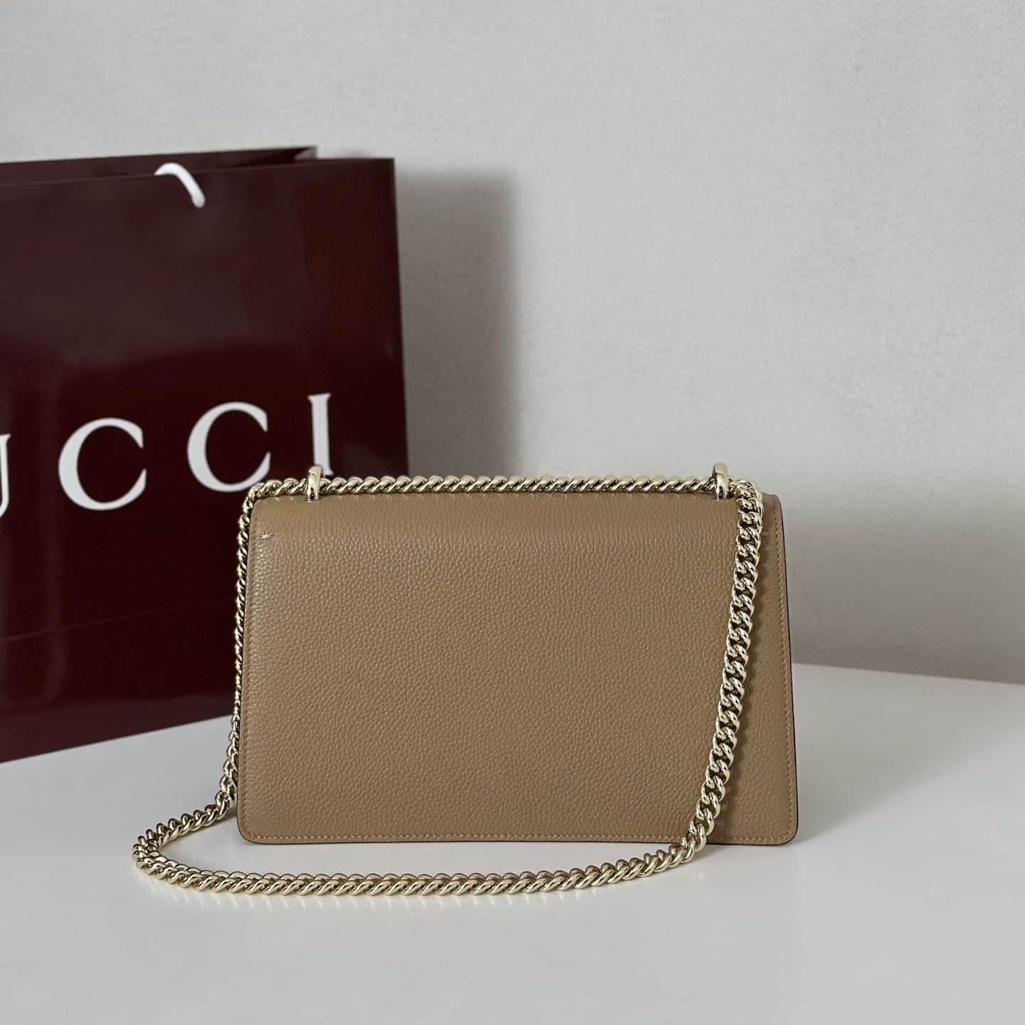 Dionysus Medium Shoulder Bag 795005 Beige Leather High