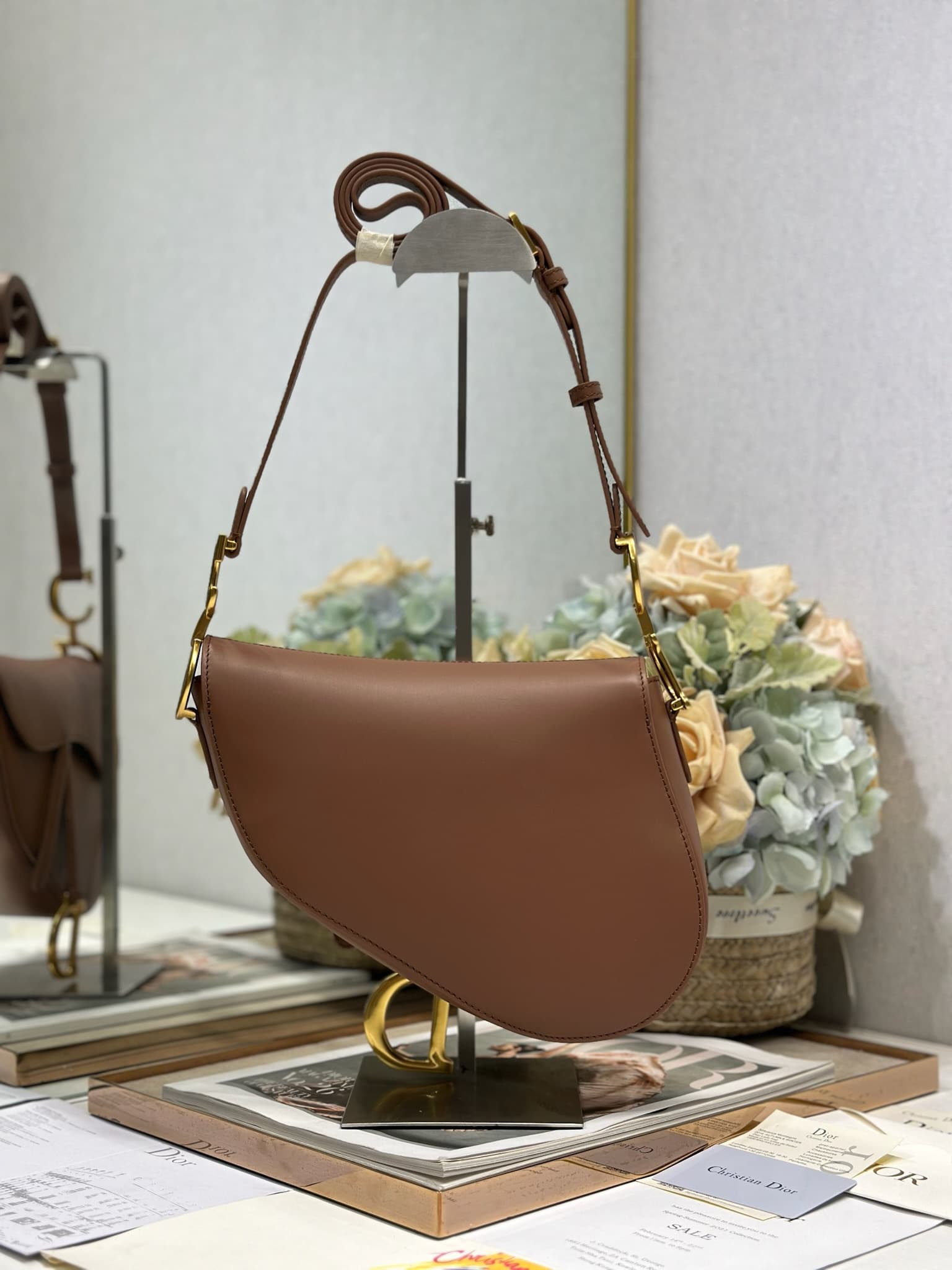 Mini SADDLE BAG Calfskin Brown High