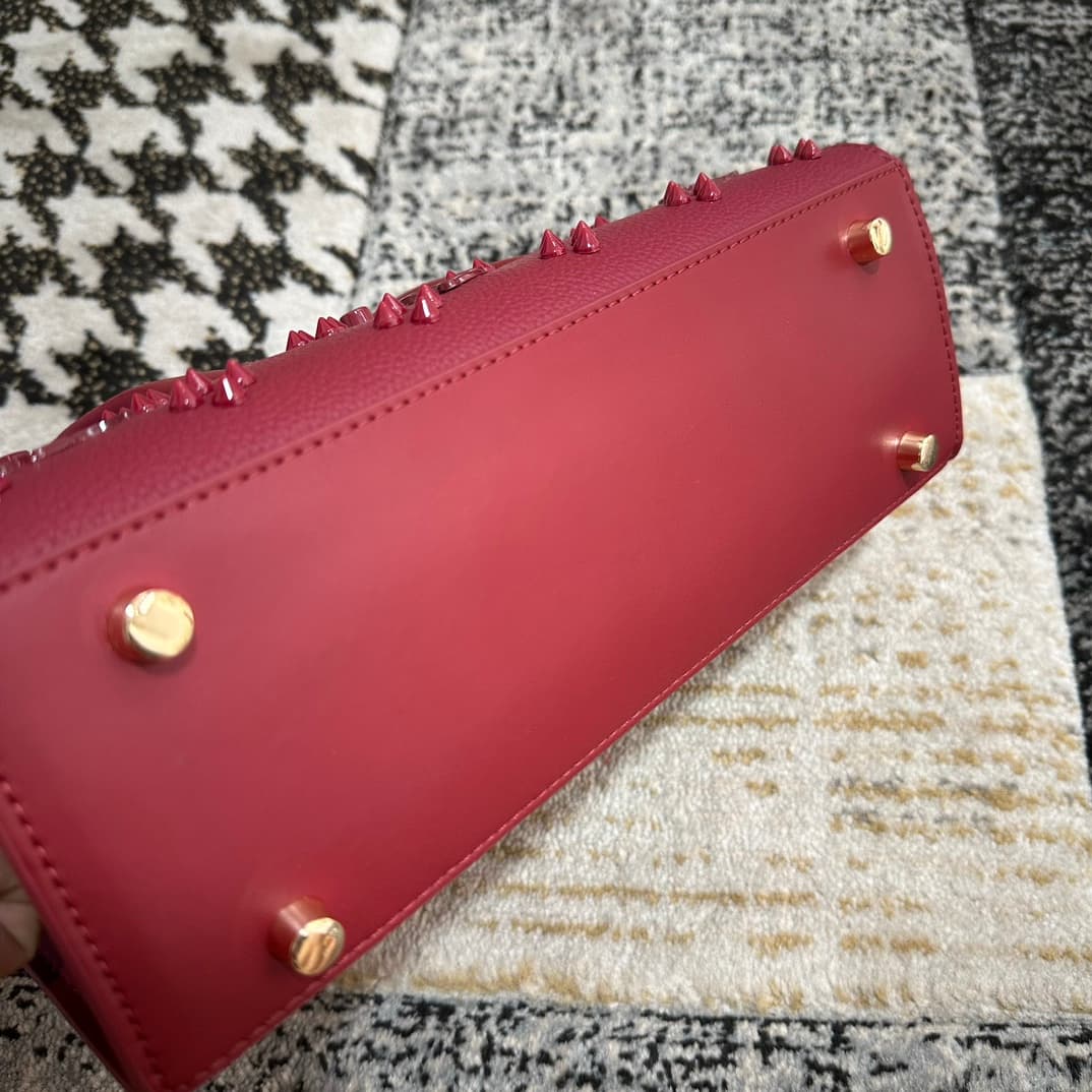 Christian Louboutin Paloma leather tote bag in red with spikes &studs High