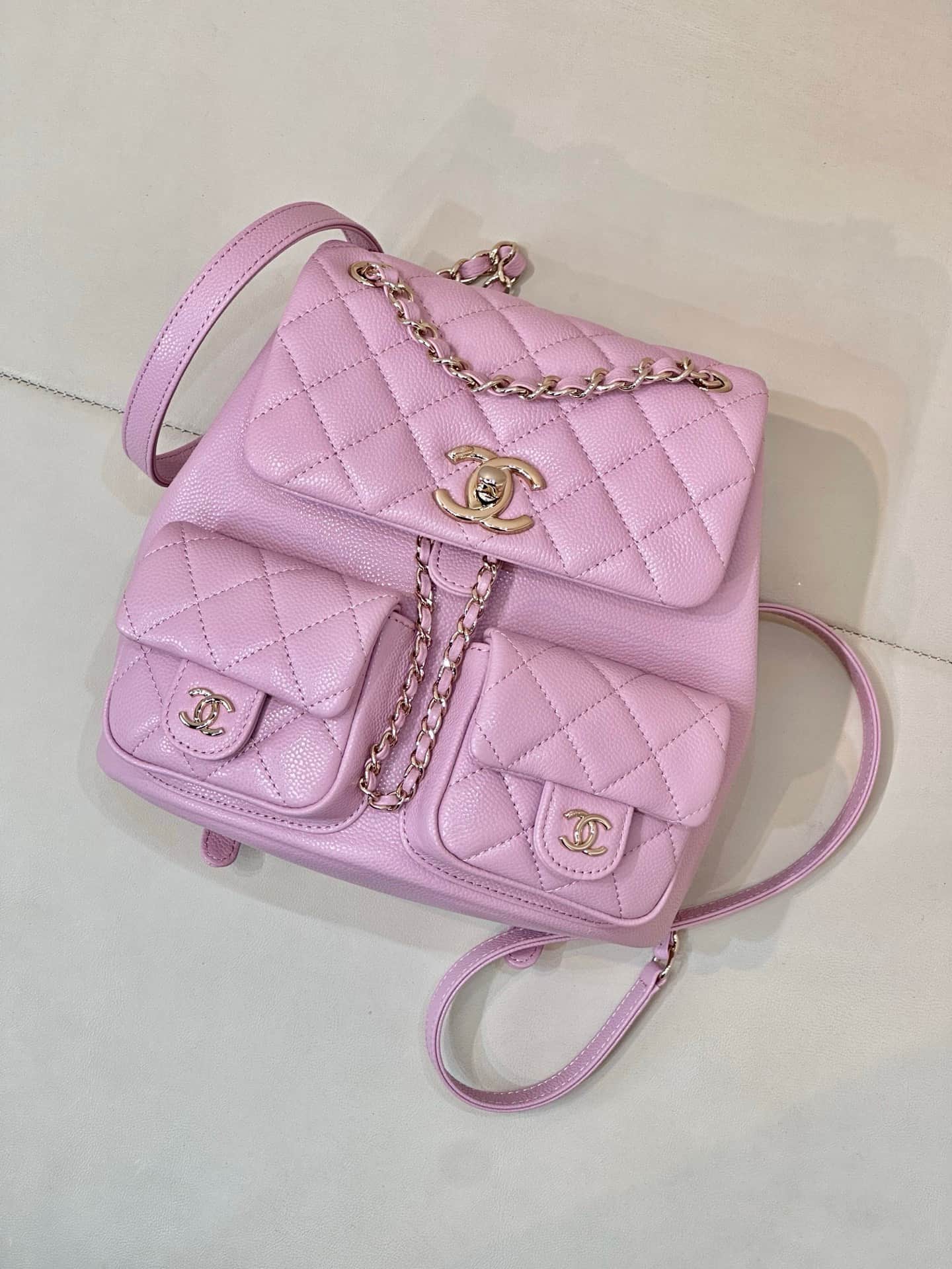 Chanel BACKPACK AS3860 Grained Shiny Calfskin & Gold-Tone Metal Pink TOP