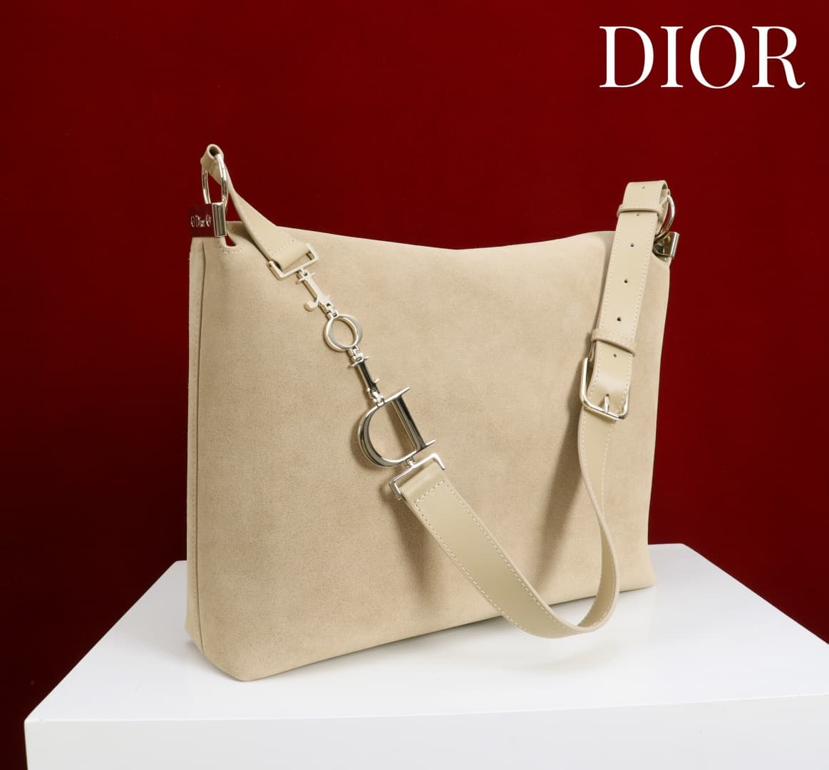 Large Diorly Bag Sabbia Suede Calfskin Gold lettering High