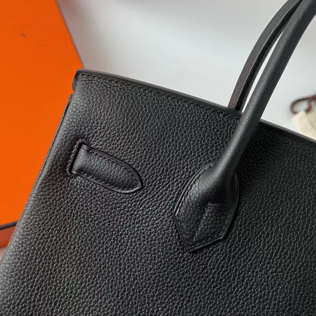 Hermes Birkin 40cm Bag Togo Leather Silver/Gold Metal In Black WAX High Customizing Style