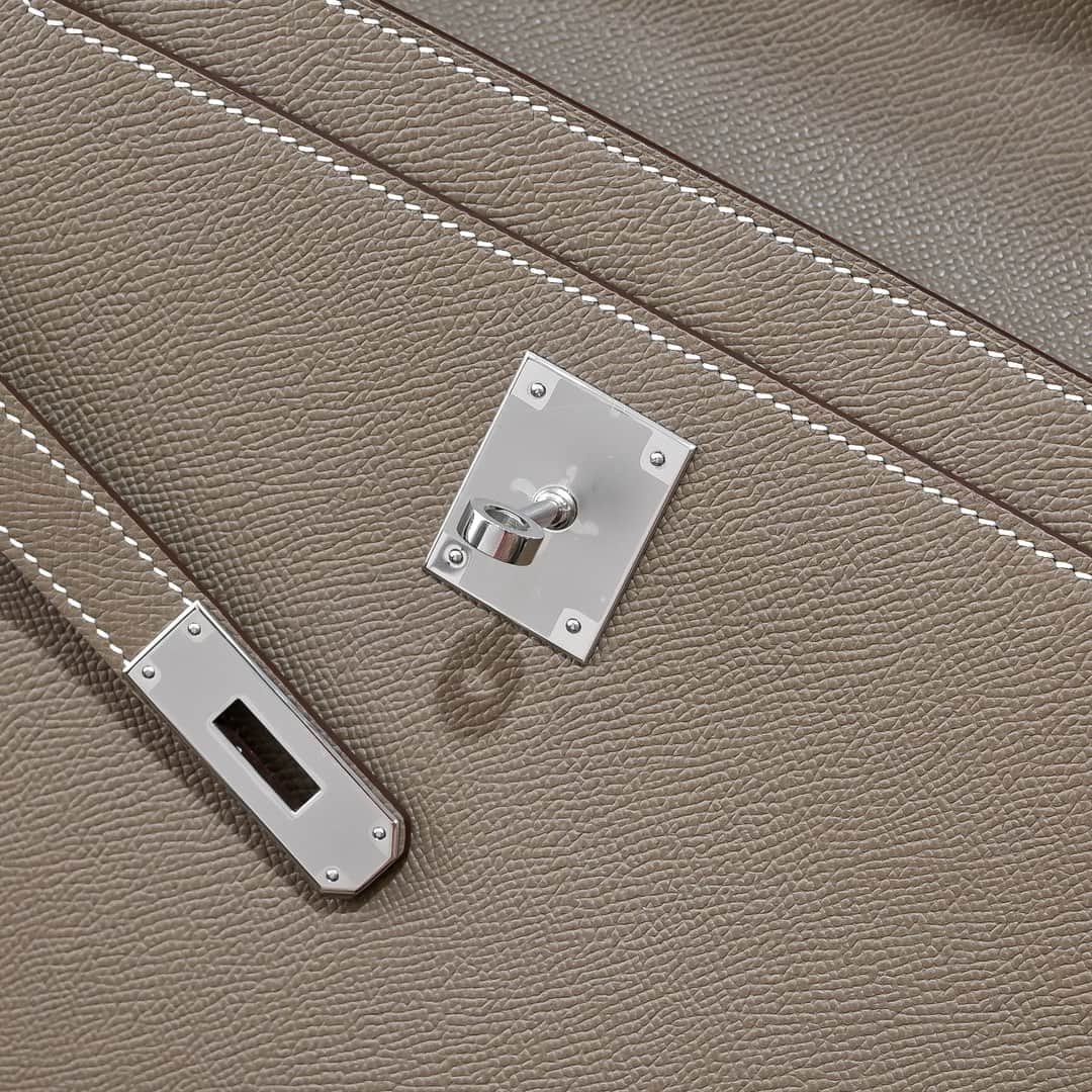 Hermes Kelly depeches Epsom 36 briefcase In gris étaIn Silver Metal CalfskIn WAX High