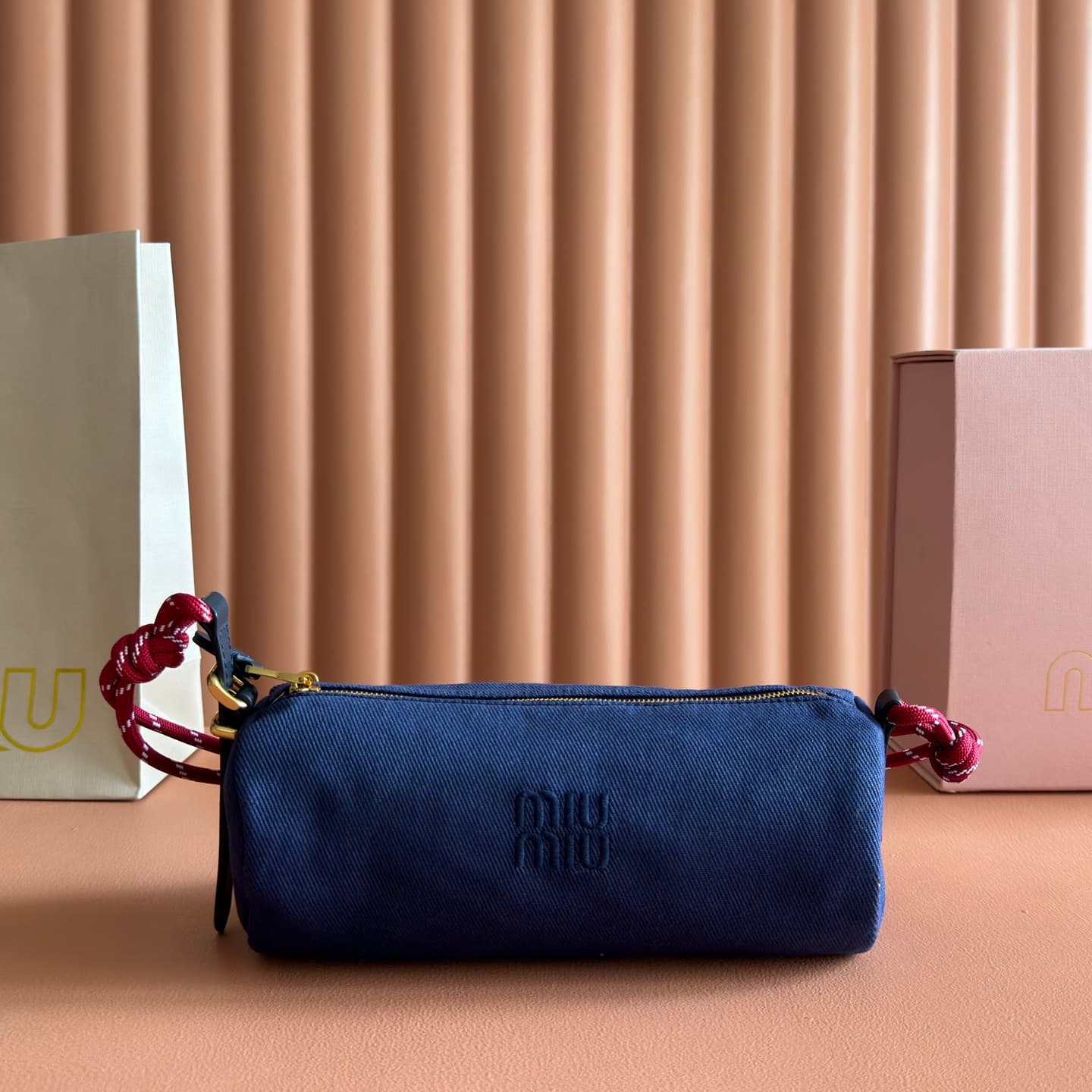 Miu Miu Gabardine pouch Indigo/Amaranth 5NE853 TOP
