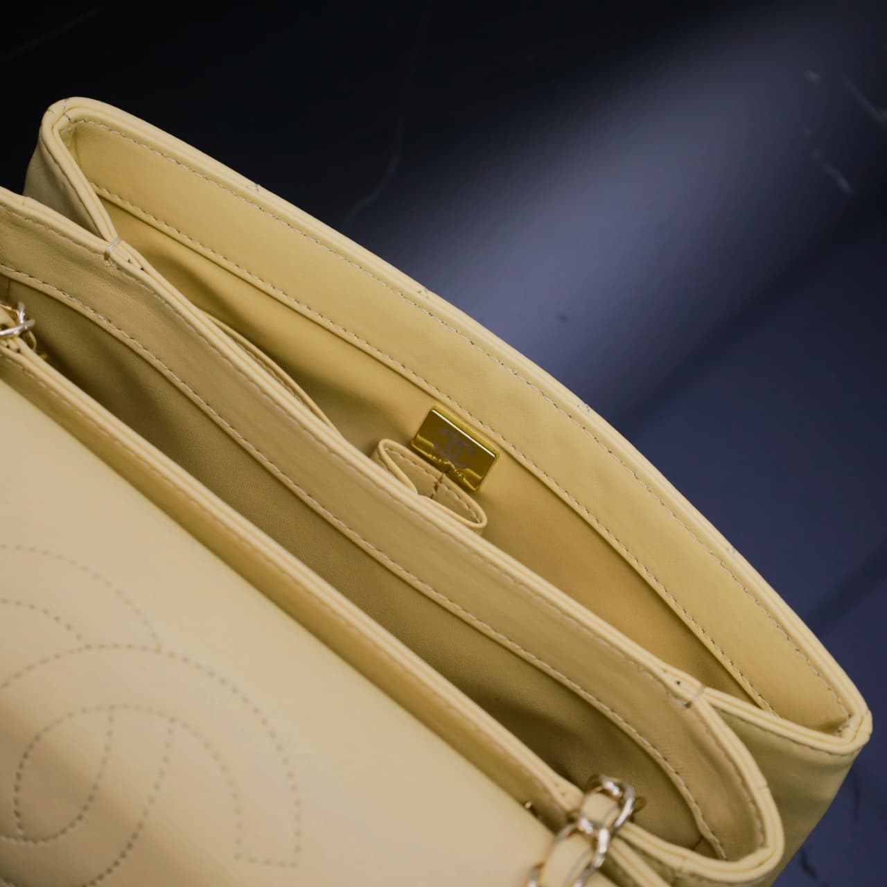 SMALL FLAP BAG WITH TOP HANDLE Lambskin Gold Metal yellow A