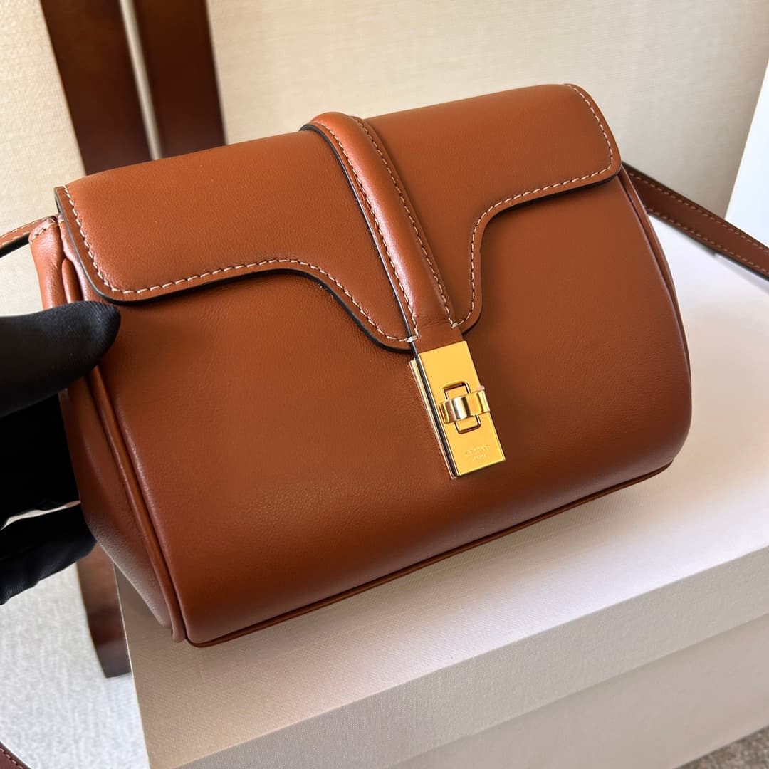 Celine Calfskin Small 16 Bag in Tan High