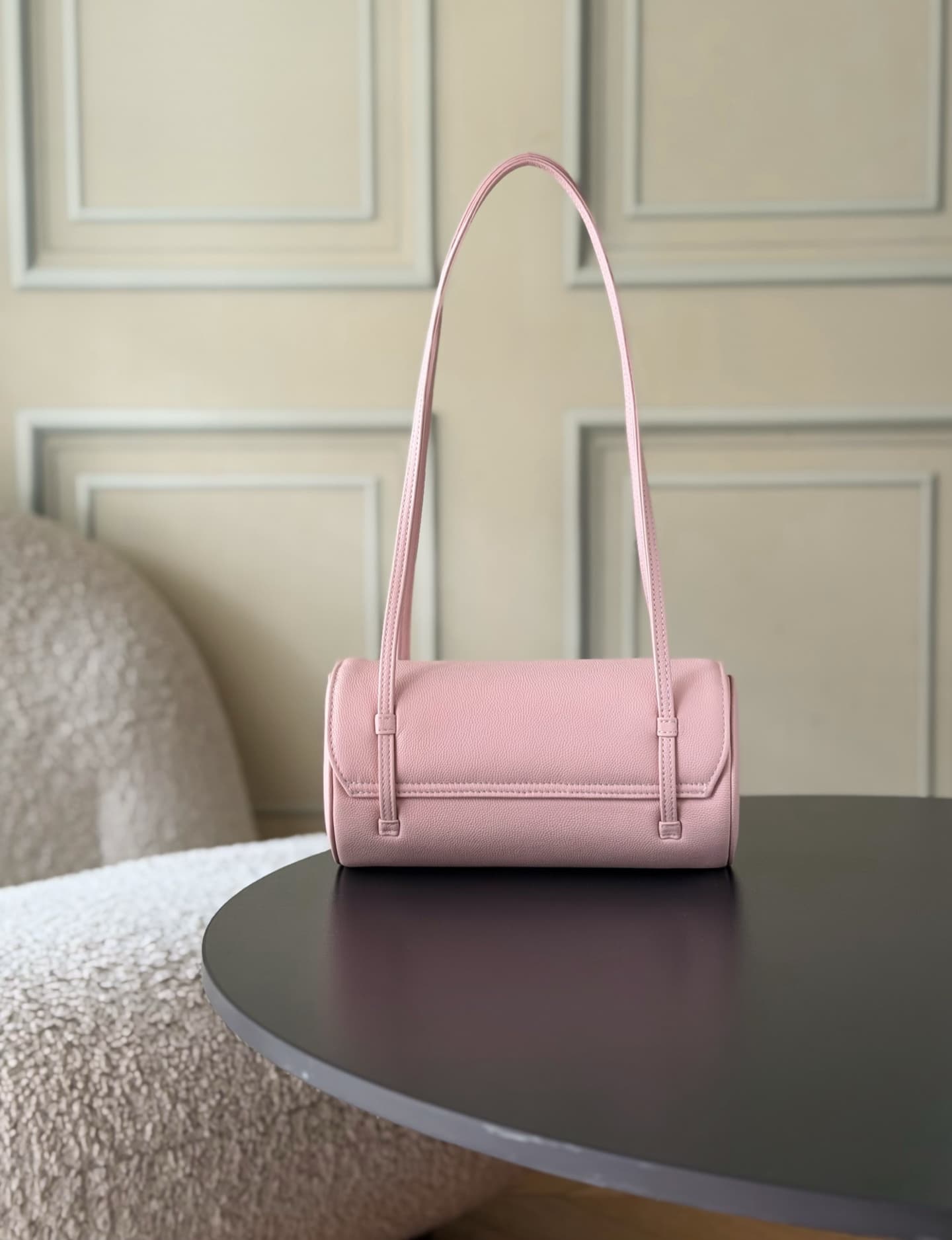 Chanel Small Bowling Bag Grained Shiny Calfskin & Gold-Tone Metal AS6143 Pink High