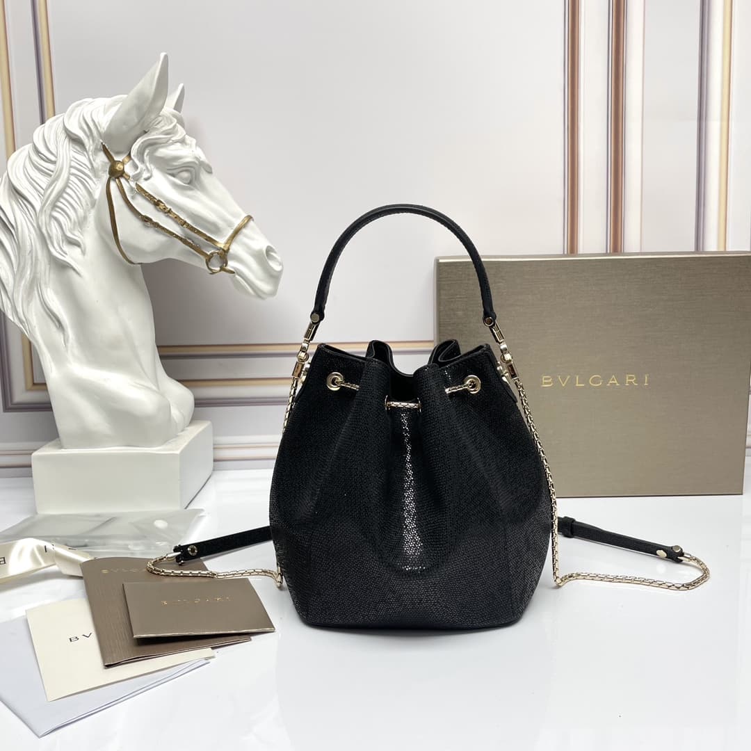BVLGARI Serpenti Forever bucket bag in black B287614 High