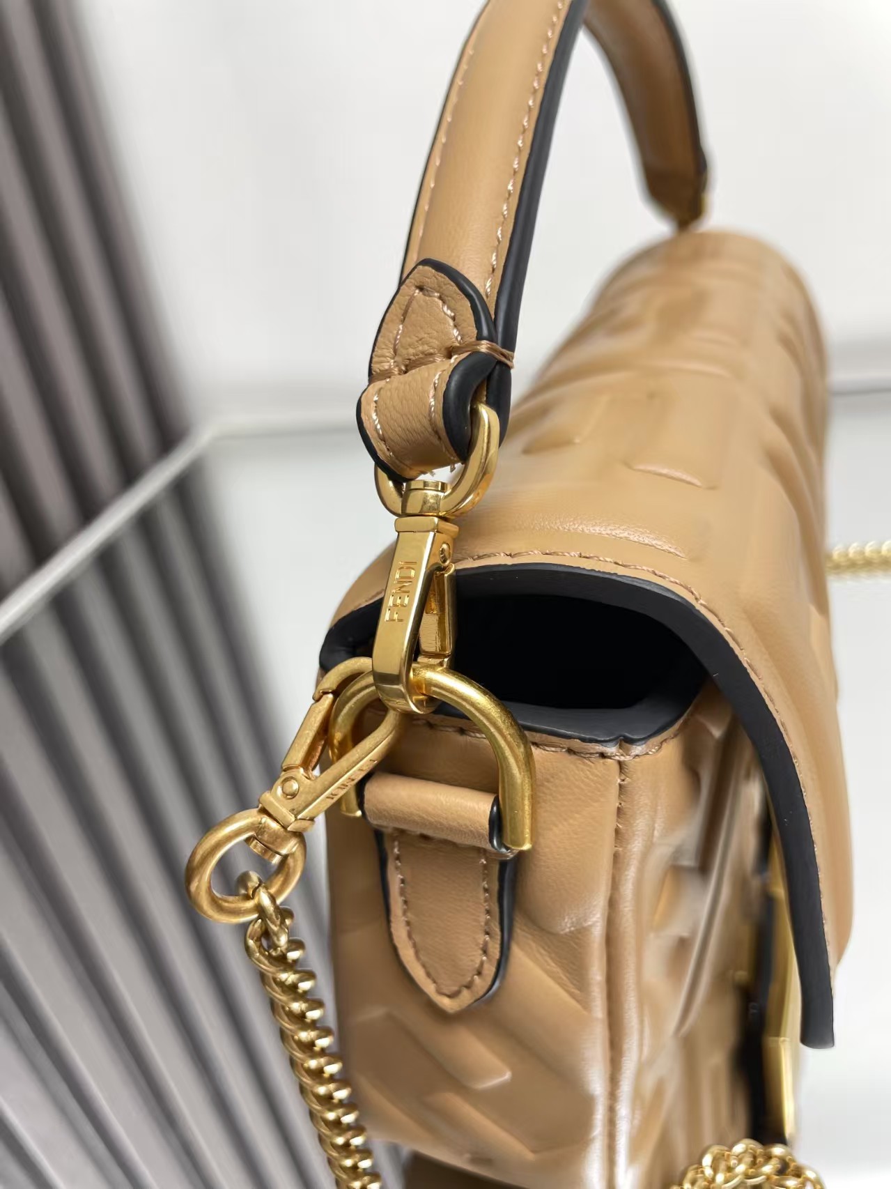 MINI BAGUETTE leather bag beige High