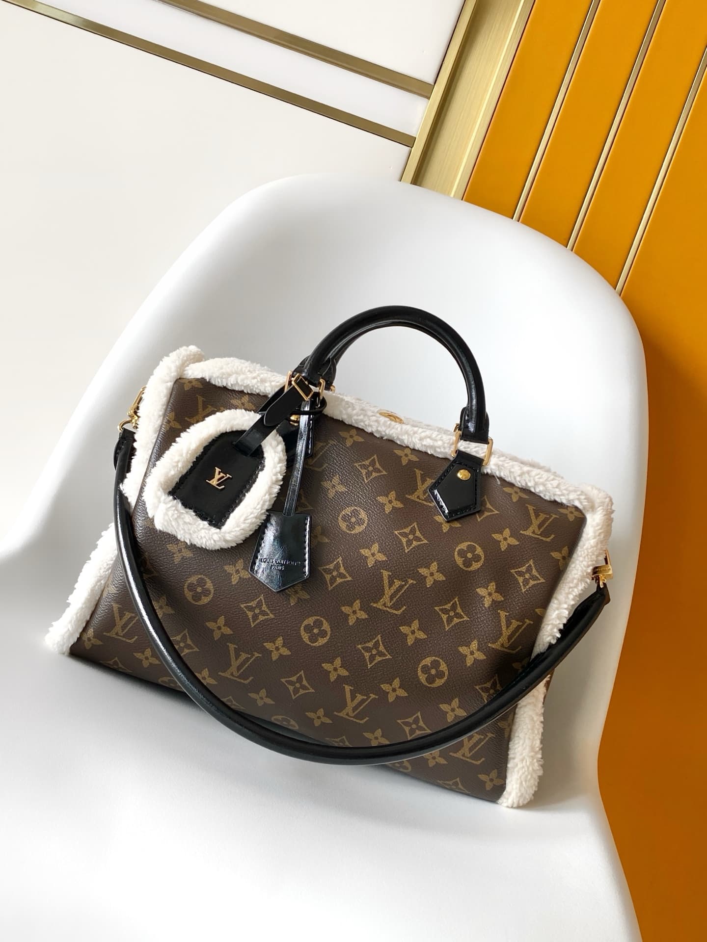 Louis Vuitton Speedy Soft 30 Teddy Monogram Shearling Coated canvas M26326 High