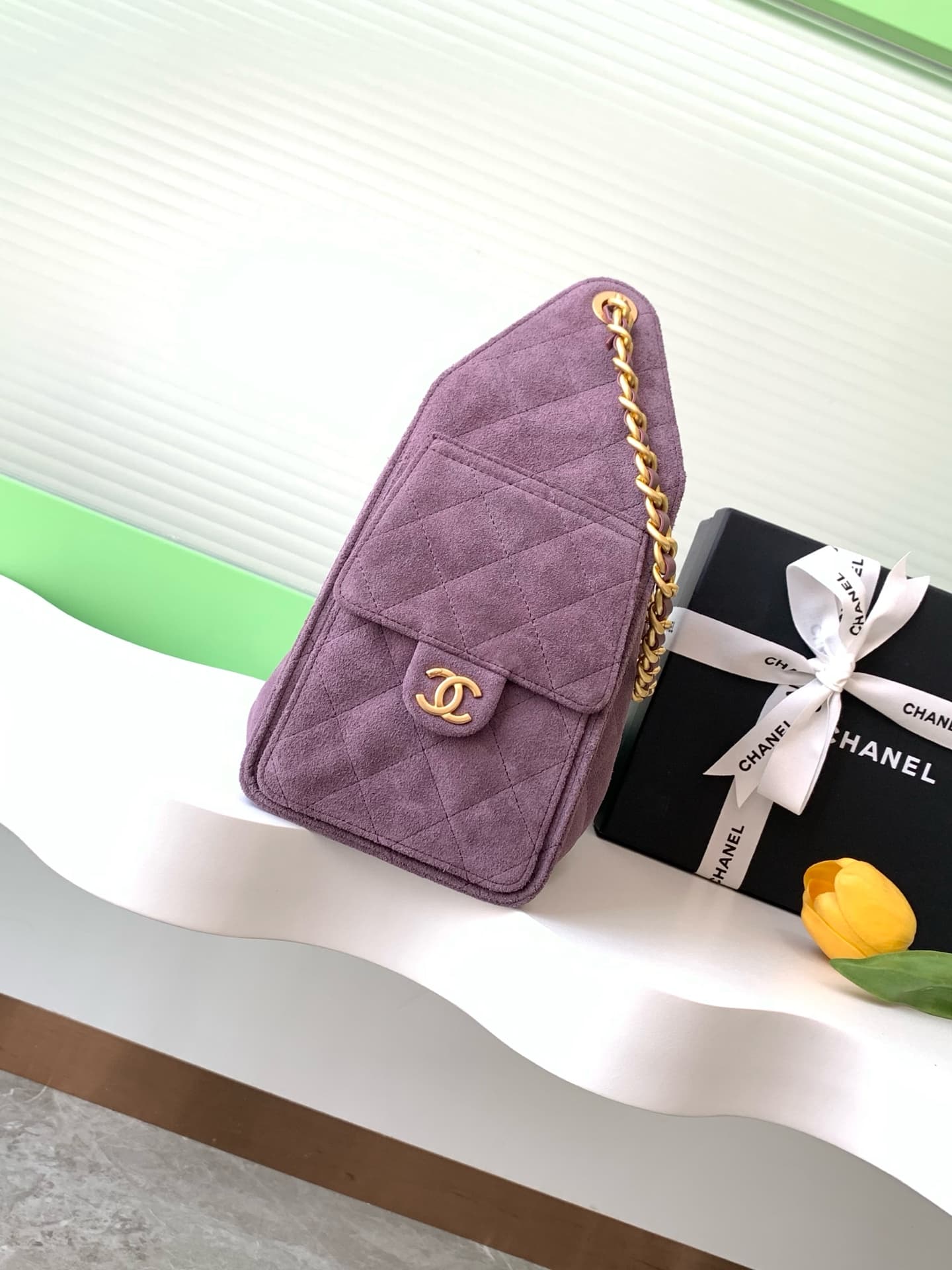 Chanel 25 Small Hobo handbag AS5293 Suede & gold-tone metal Purple A