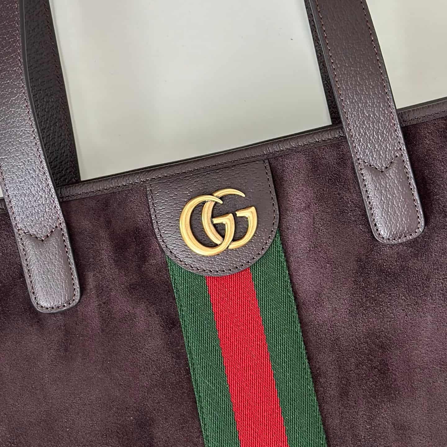Gucci Ophidia medium tote bag 834465 dark brown suede High