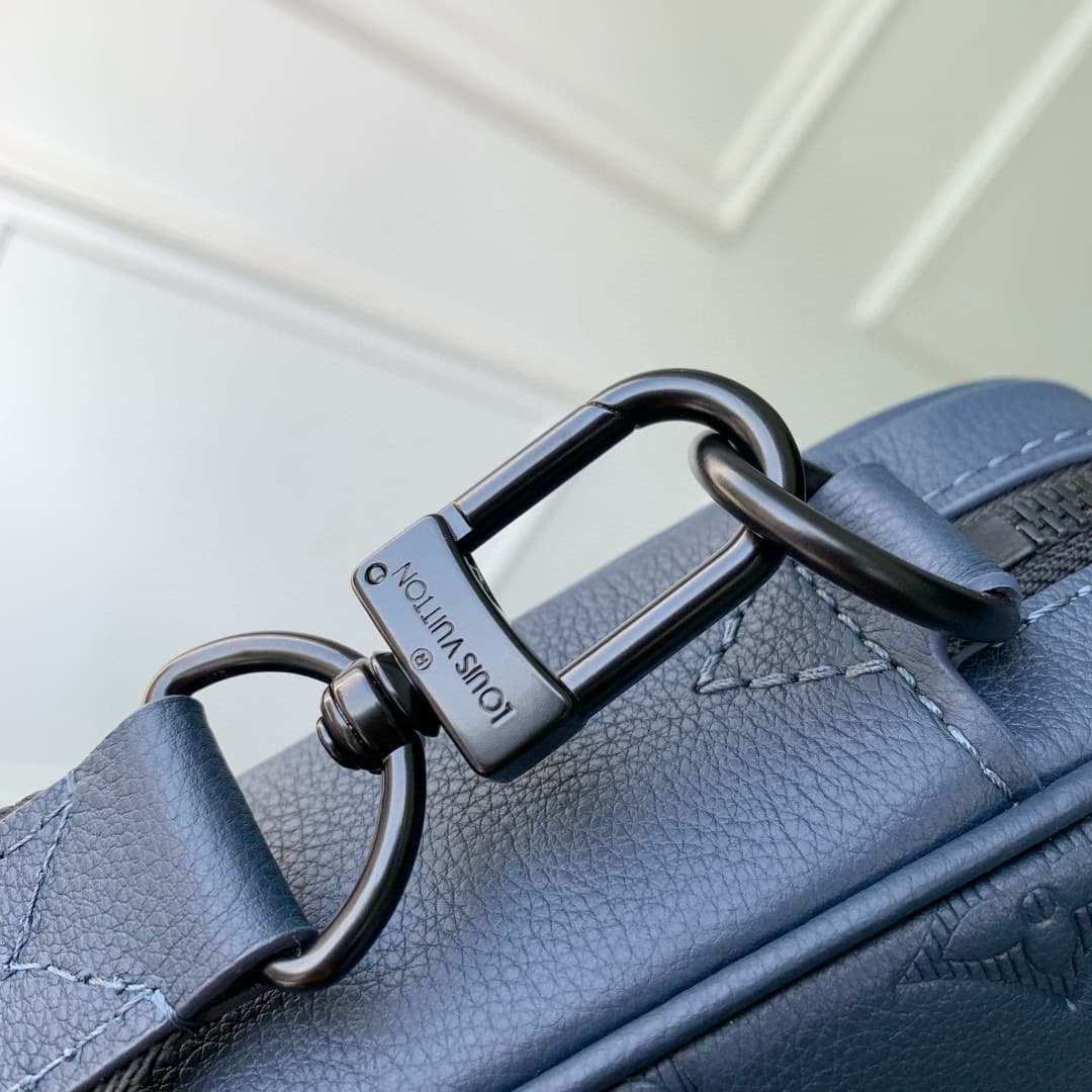 Louis Vuitton Trio Messenger Navy Blue Monogram Shadow calfskin leather M27925 High