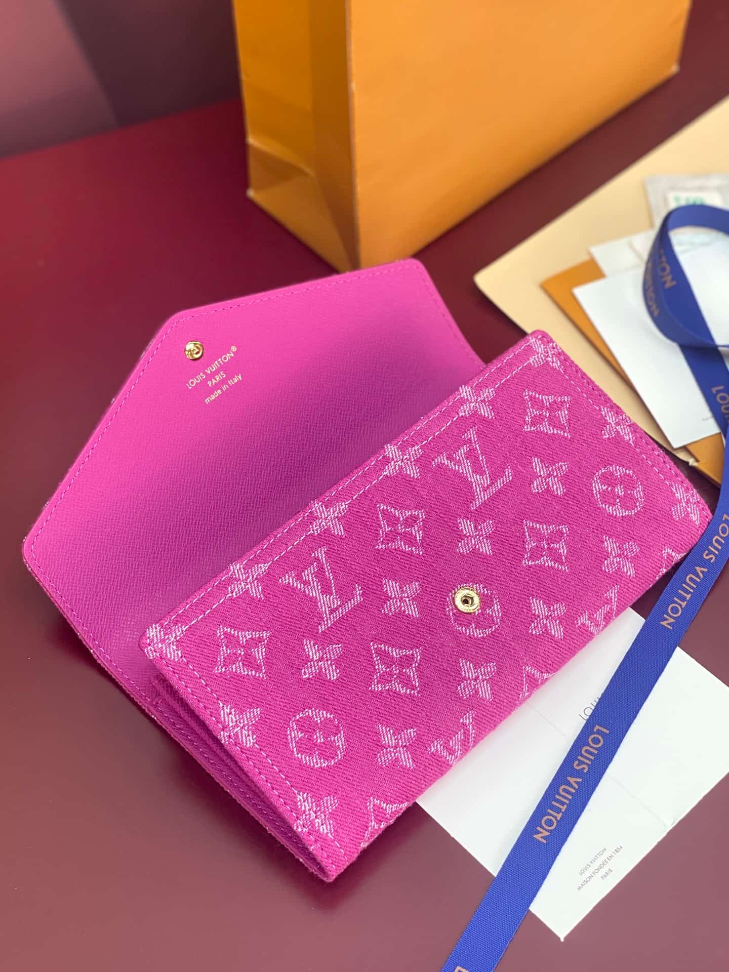Louis Vuitton Sarah Wallet Fuchsia Denim M28280 High
