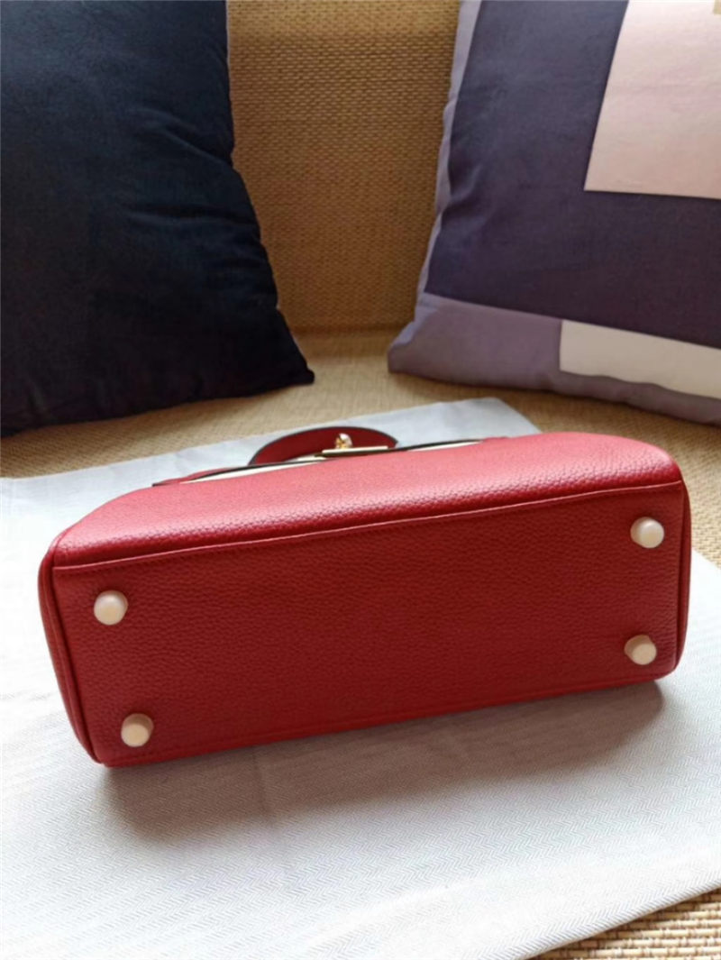 Hermes Kelly 25/28 Retourne Bag Calfskin In Red High
