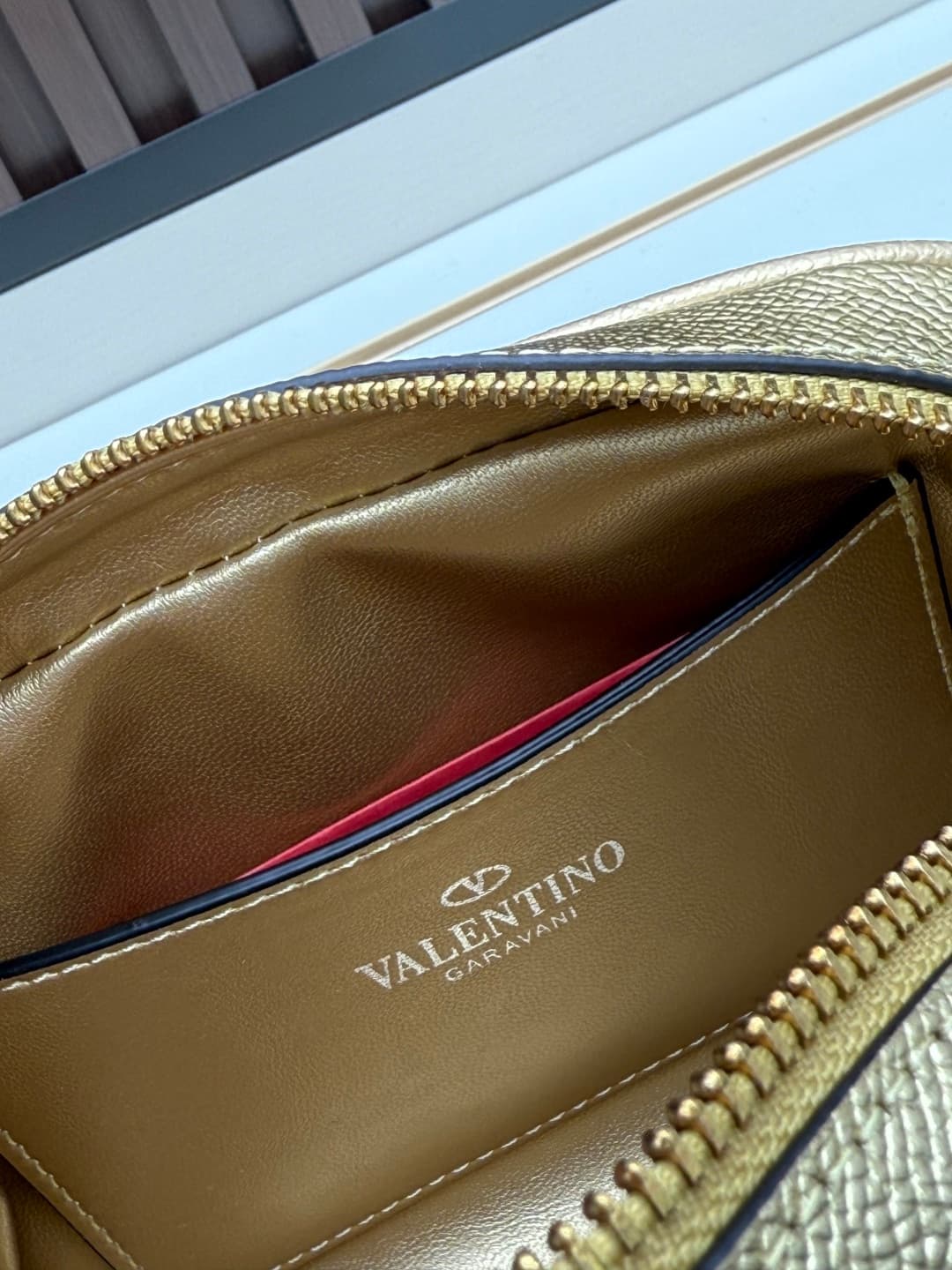 Valentino VLogo Signature Mini Bowling Bag in Grainy Calfskin Gold High