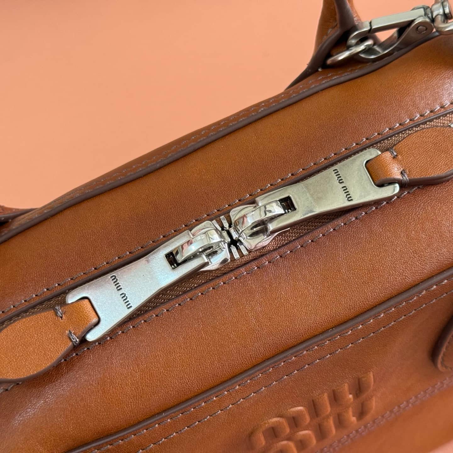 Miu Miu Vivant nappa leather bag Caramel 5bb199 TOP