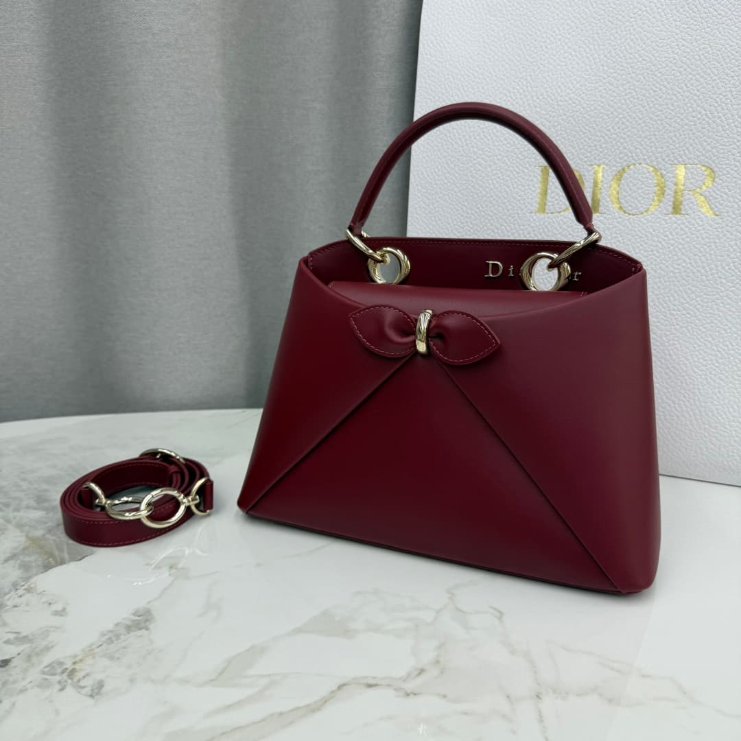 Small Dior Cigale Bag Red Shiny Supple Calfskin High