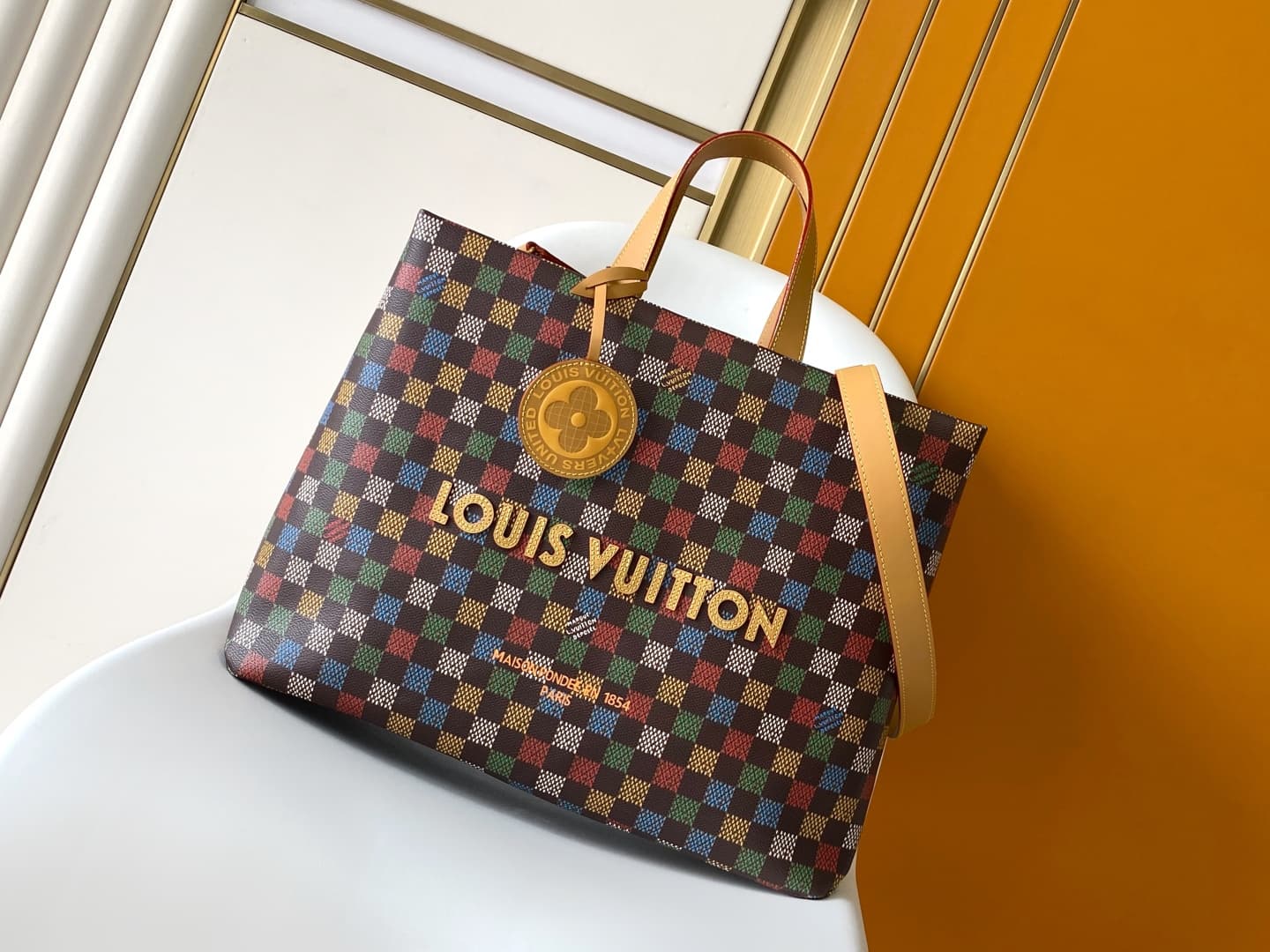 Louis Vuitton Shopper Tote MM Multicolor LV Vers Damier Ebene coated canvas N00192 High