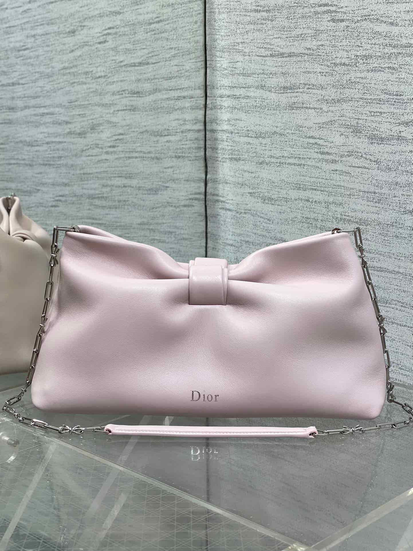 Medium Dior Bow Bag Rose Songe Leather High