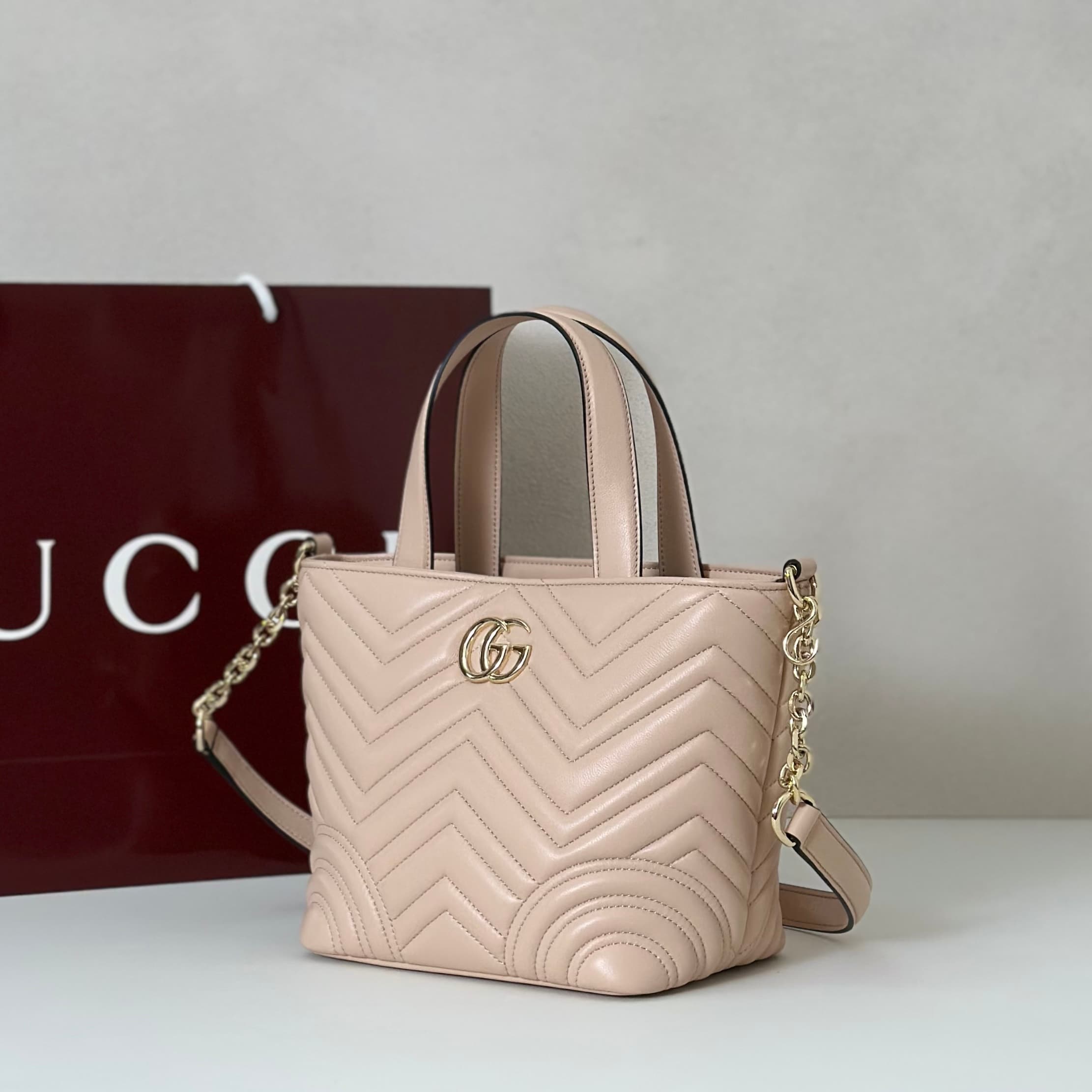 Gucci Betty small tote bag 847386 pale pink leather High