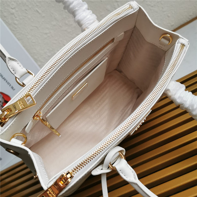 Prada Medium Galleria Bag In Saffiano Leather White High