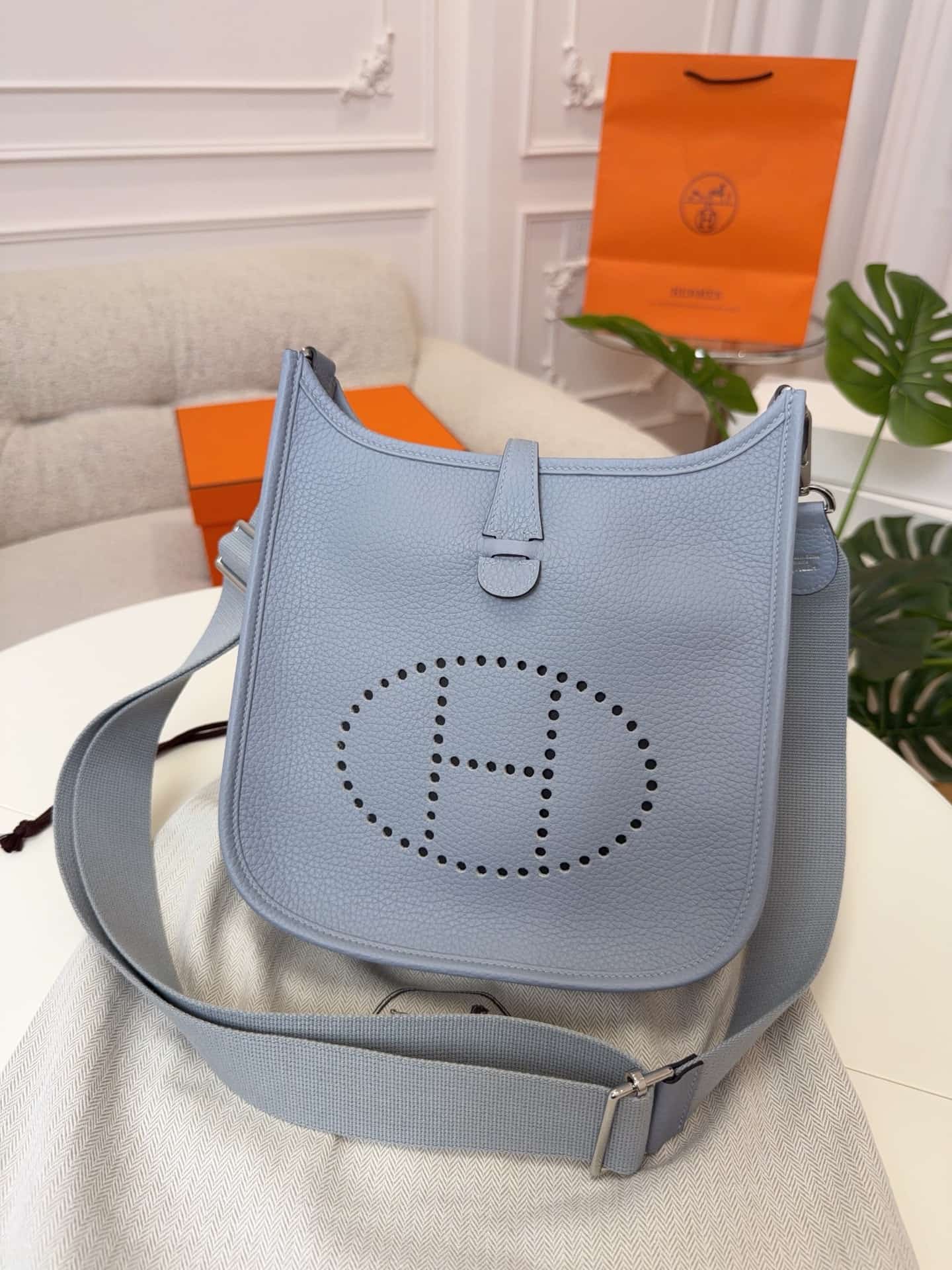 Hermes Evelyne Mini 23 Bag Calfskin In Puppet Gray WAX High