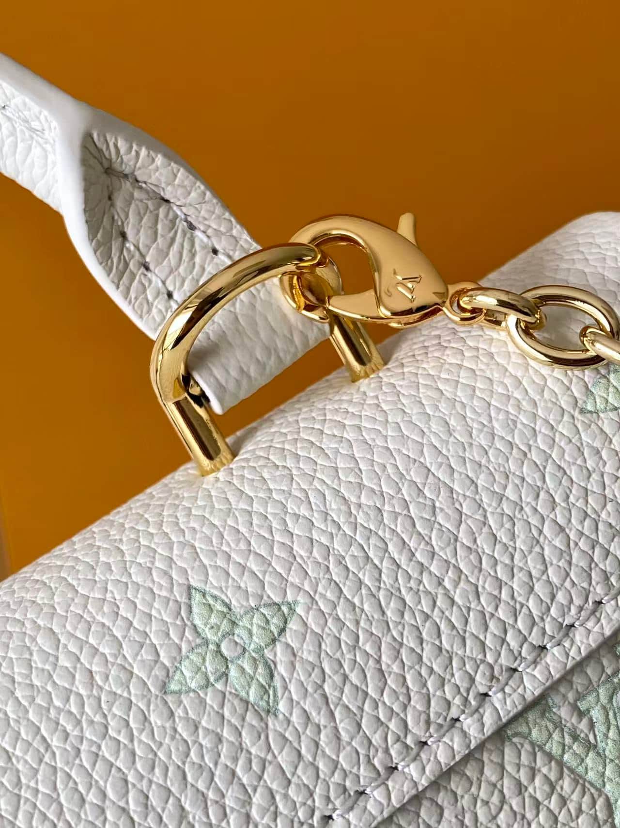 Louis Vuitton Nano Madeleine Milky White/Green Embossed grained cowhide leather M27698 High