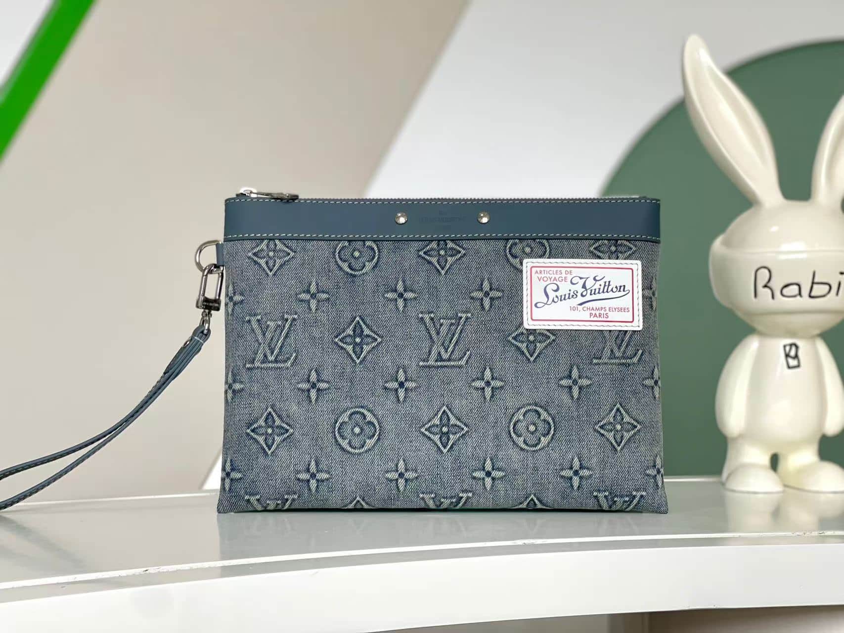 Louis Vuitton Pochette To Go Blue Monogram Washed Denim High