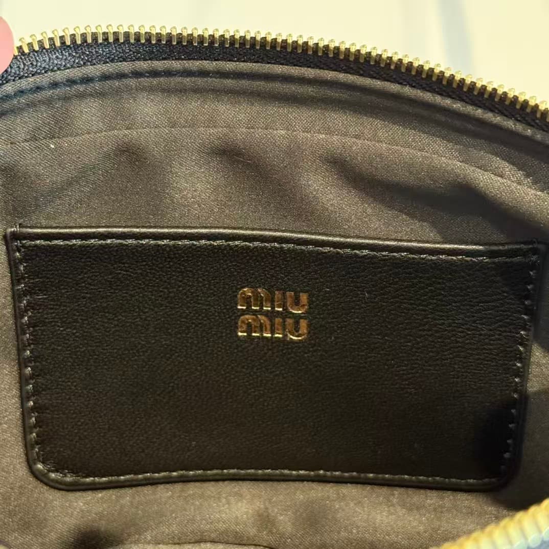 Miu Miu Black Matelassé Nappa Leather Pouch High