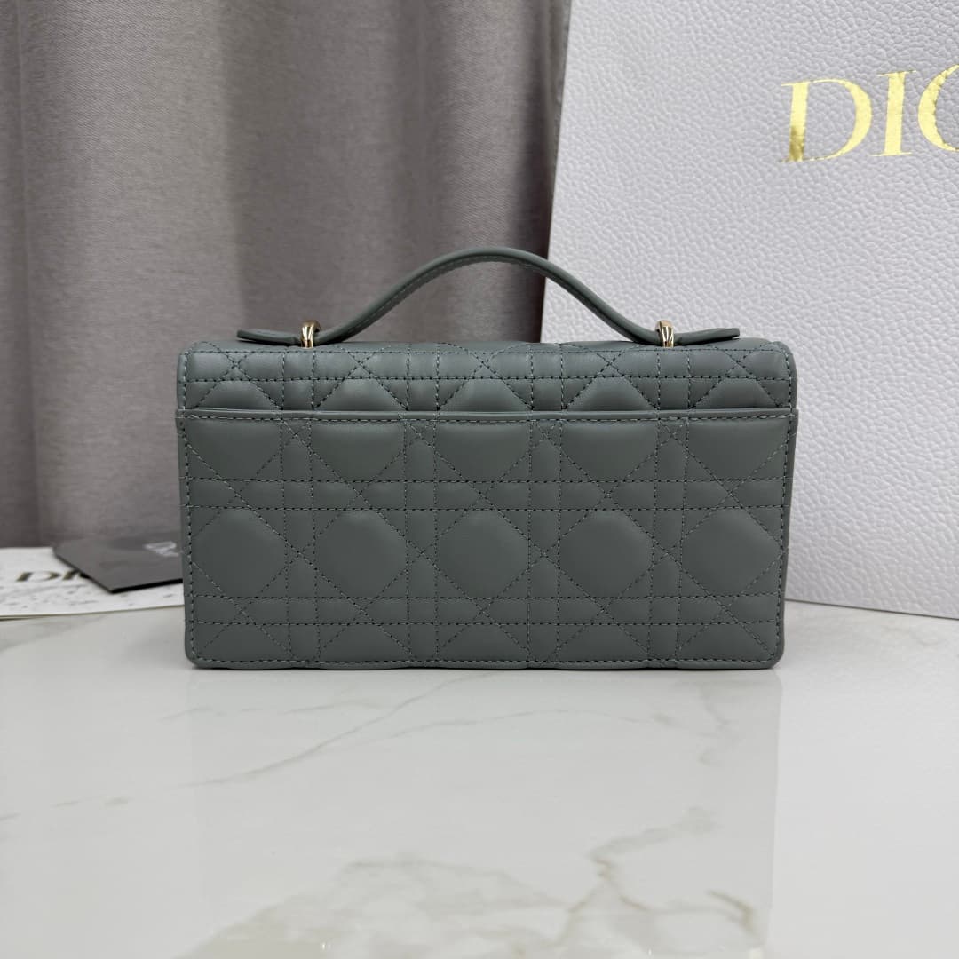 My Dior Mini Bag Cannage Lambskin In Rock Grey With Leather Bow High